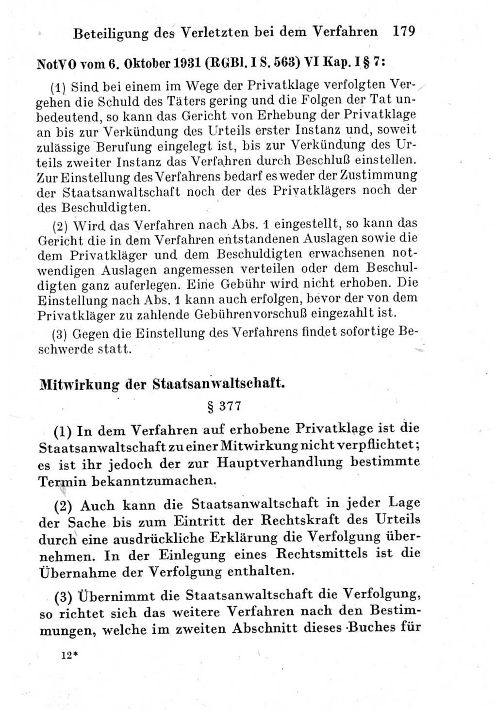 Strafprozeßordnung (StPO), Gerichtsverfassungsgesetz (GVG) und zahlreiche Nebengesetze der Deutschen Demokratischen Republik (DDR) 1950, Seite 179 (StPO GVG Ges. DDR 1950, S. 179)