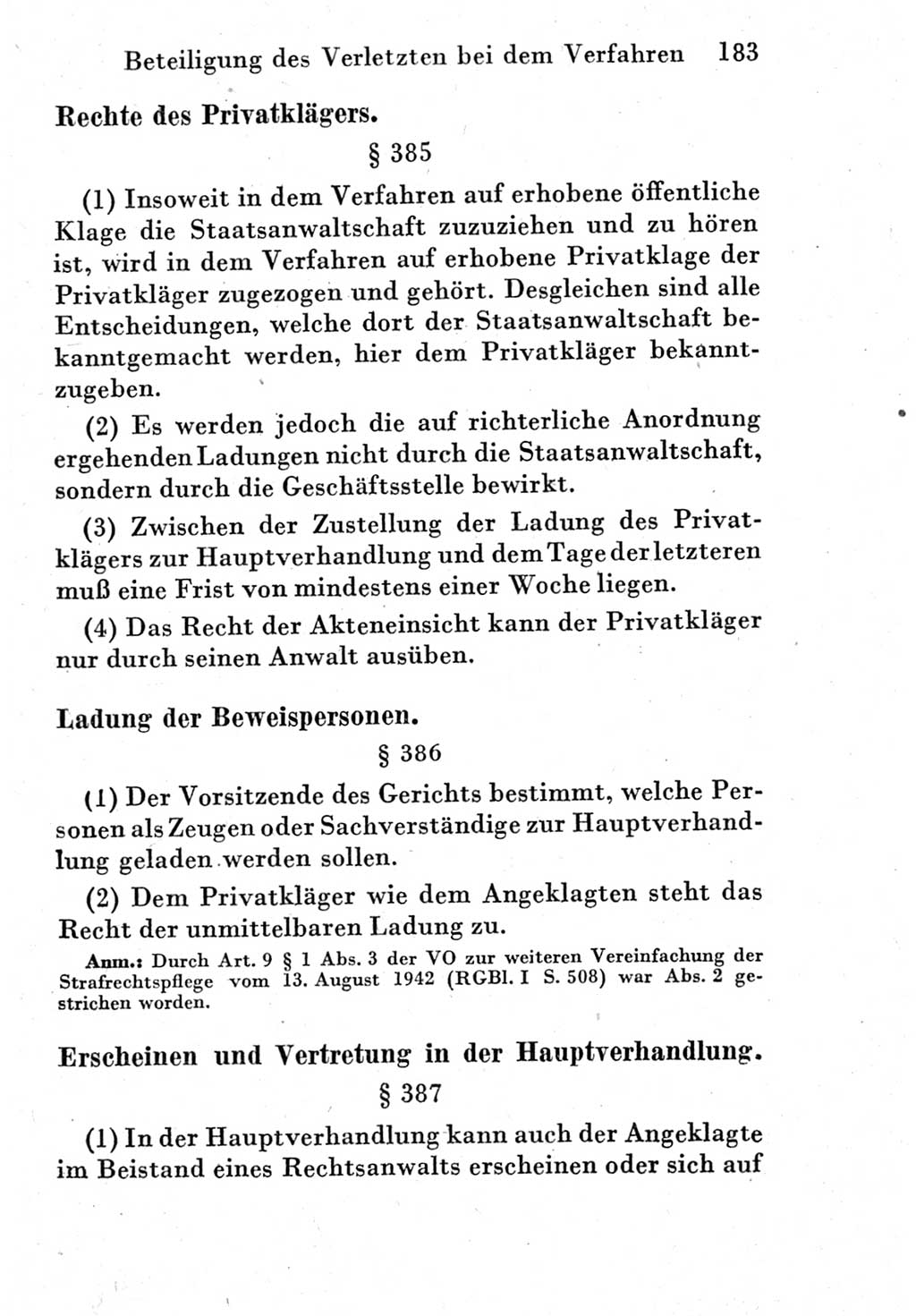 Strafprozeßordnung (StPO), Gerichtsverfassungsgesetz (GVG) und zahlreiche Nebengesetze der Deutschen Demokratischen Republik (DDR) 1950, Seite 183 (StPO GVG Ges. DDR 1950, S. 183)