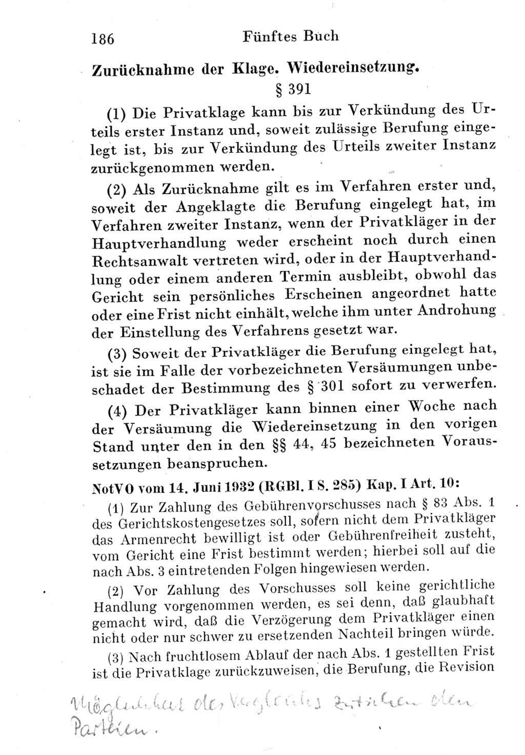 Strafprozeßordnung (StPO), Gerichtsverfassungsgesetz (GVG) und zahlreiche Nebengesetze der Deutschen Demokratischen Republik (DDR) 1950, Seite 186 (StPO GVG Ges. DDR 1950, S. 186)