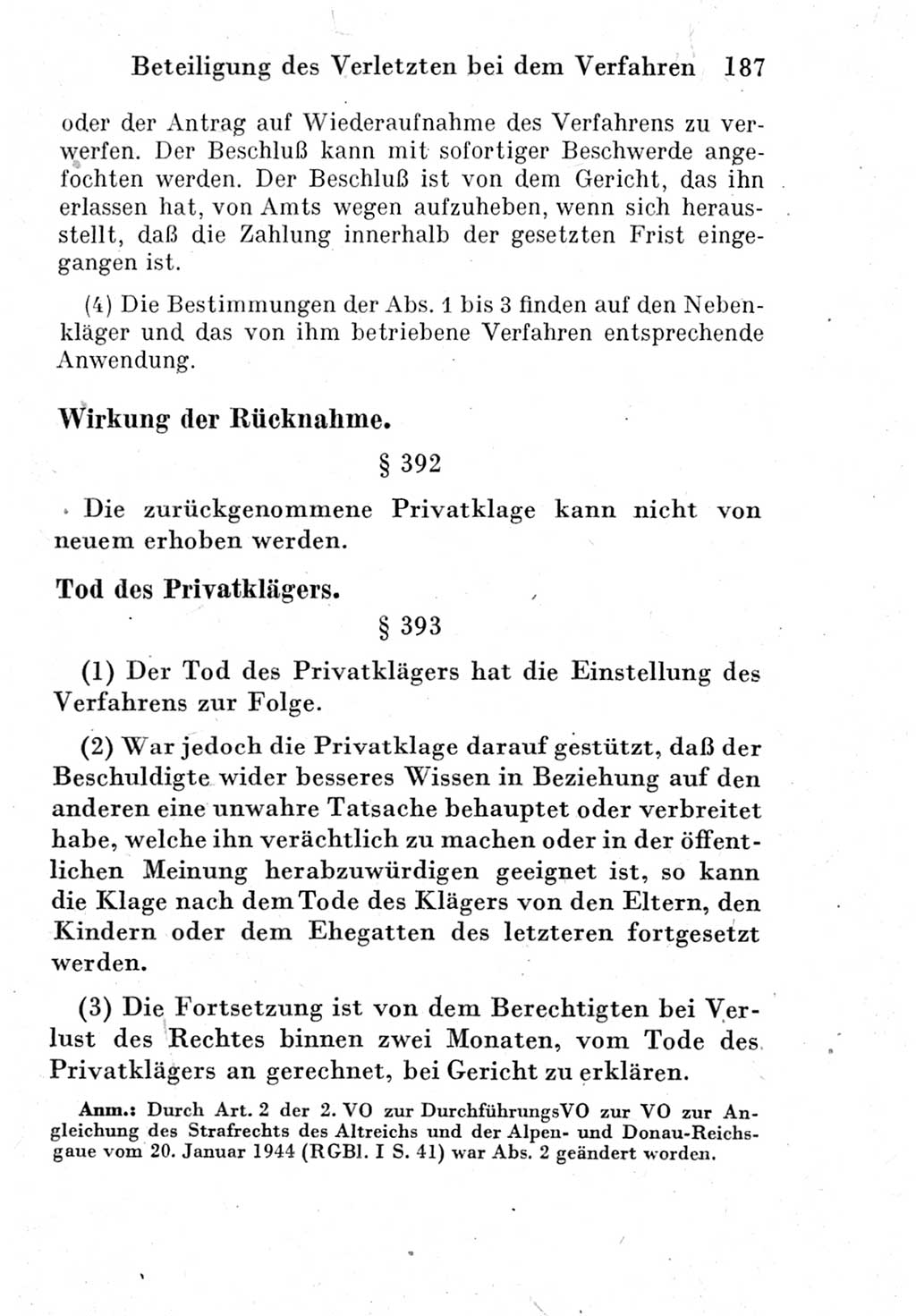 Strafprozeßordnung (StPO), Gerichtsverfassungsgesetz (GVG) und zahlreiche Nebengesetze der Deutschen Demokratischen Republik (DDR) 1950, Seite 187 (StPO GVG Ges. DDR 1950, S. 187)