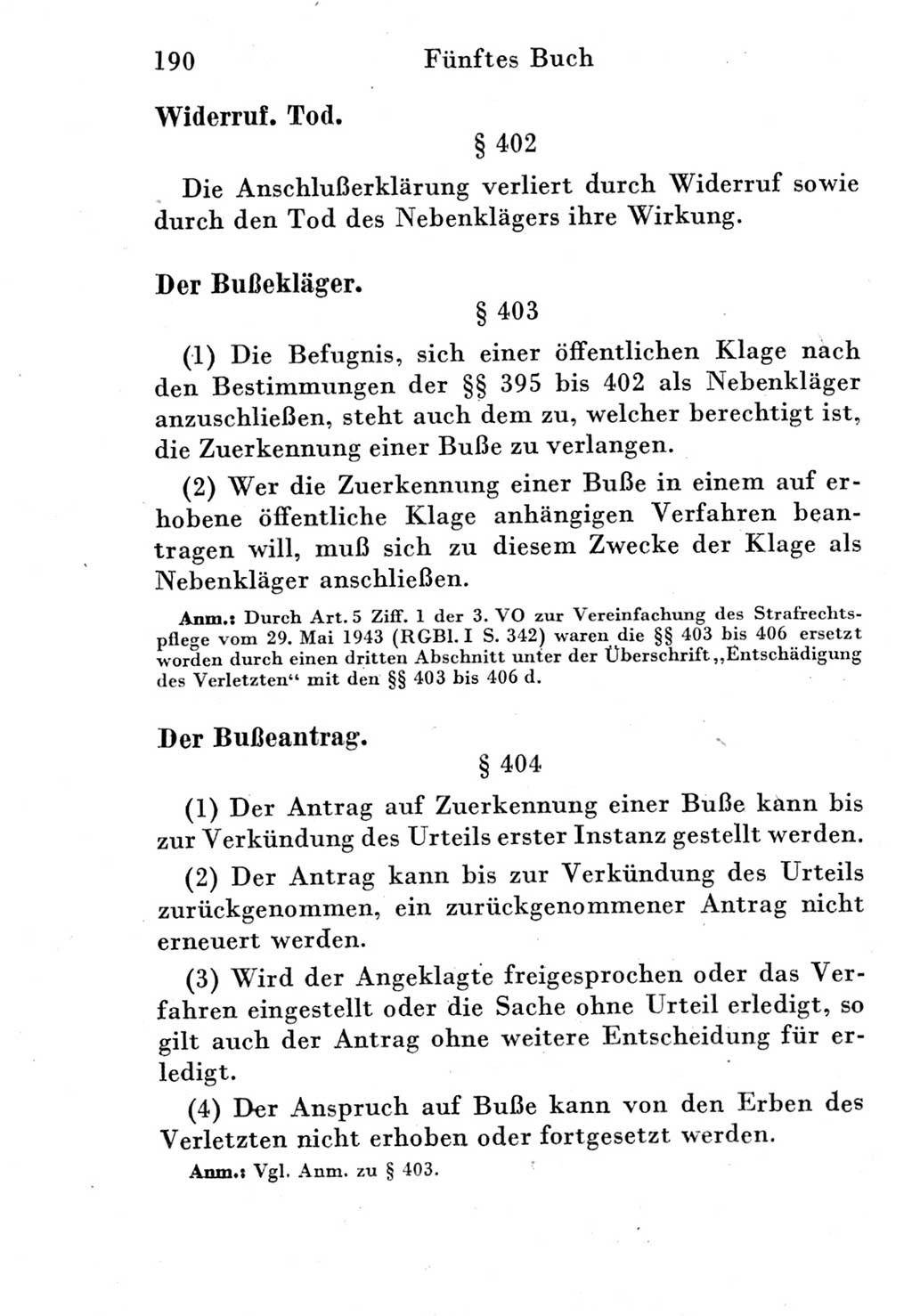 Strafprozeßordnung (StPO), Gerichtsverfassungsgesetz (GVG) und zahlreiche Nebengesetze der Deutschen Demokratischen Republik (DDR) 1950, Seite 190 (StPO GVG Ges. DDR 1950, S. 190)