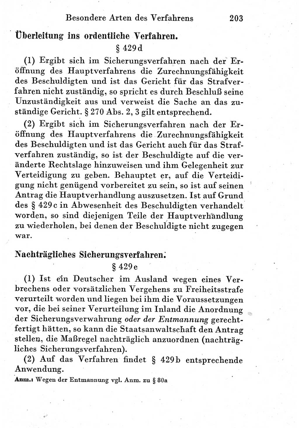 Strafprozeßordnung (StPO), Gerichtsverfassungsgesetz (GVG) und zahlreiche Nebengesetze der Deutschen Demokratischen Republik (DDR) 1950, Seite 203 (StPO GVG Ges. DDR 1950, S. 203)