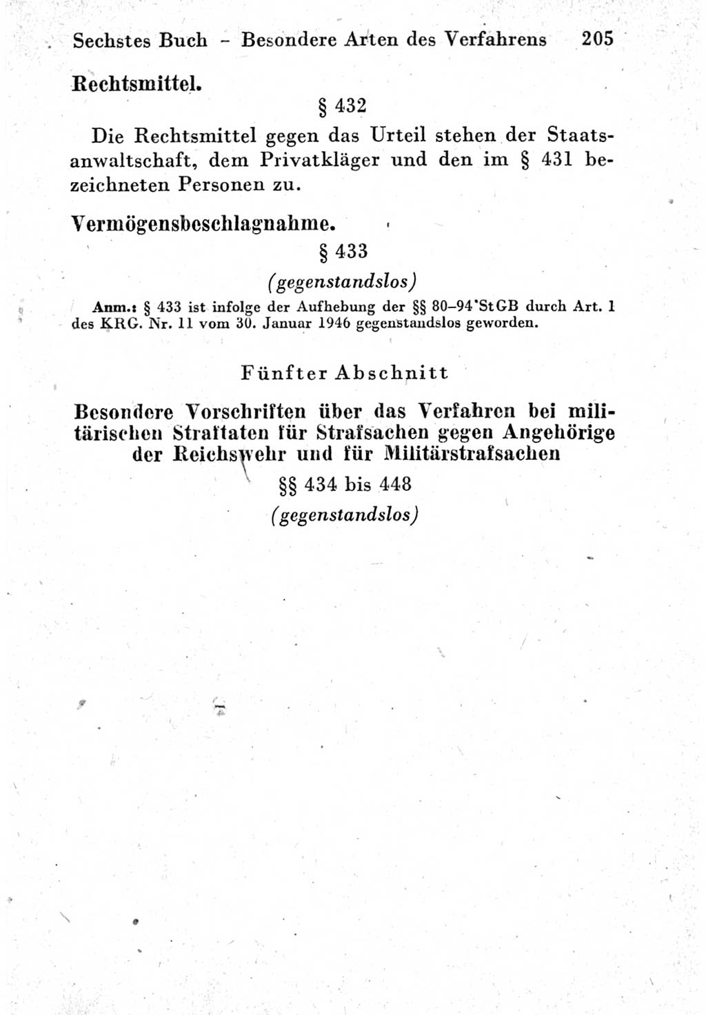 Strafprozeßordnung (StPO), Gerichtsverfassungsgesetz (GVG) und zahlreiche Nebengesetze der Deutschen Demokratischen Republik (DDR) 1950, Seite 205 (StPO GVG Ges. DDR 1950, S. 205)