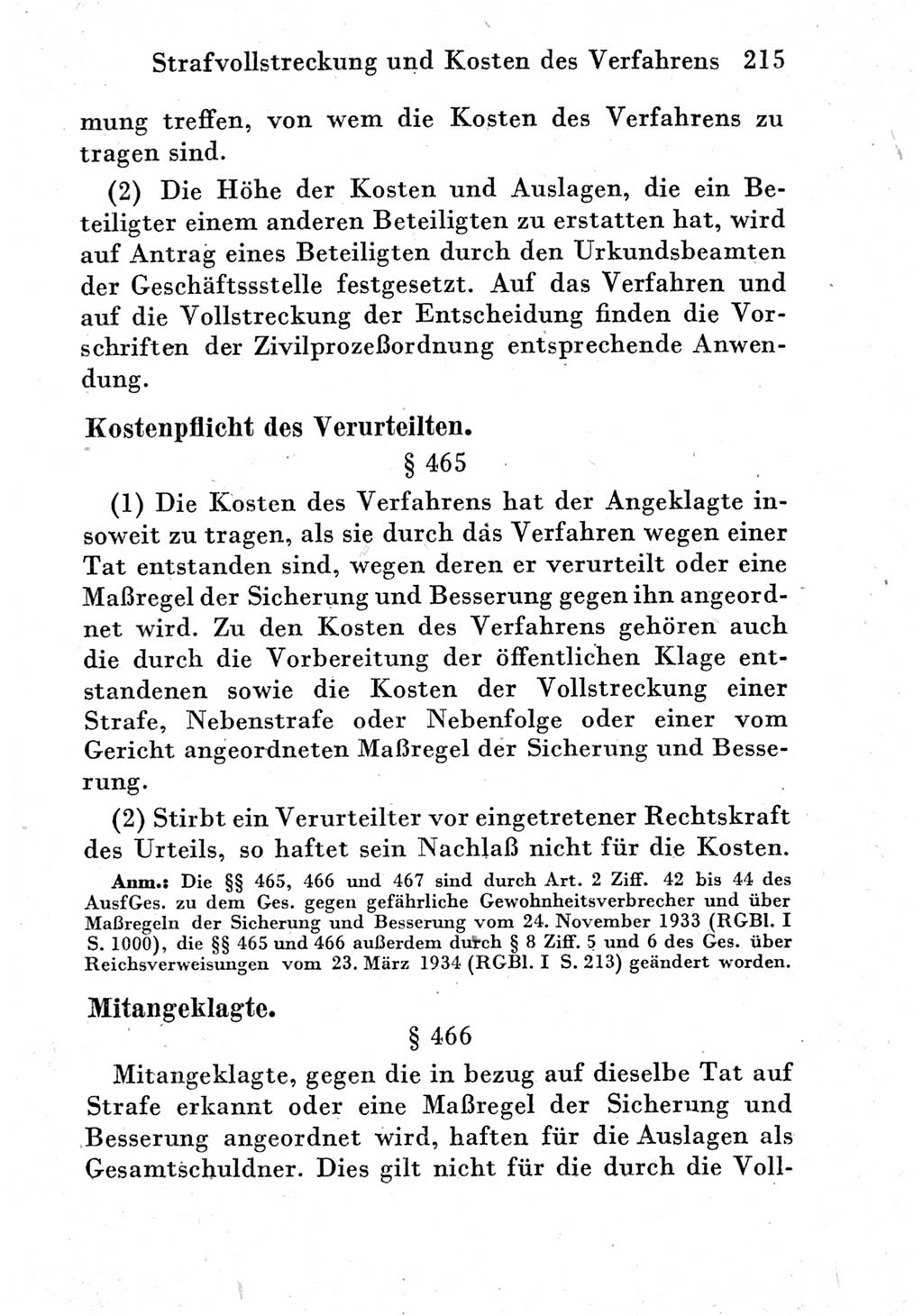 Strafprozeßordnung (StPO), Gerichtsverfassungsgesetz (GVG) und zahlreiche Nebengesetze der Deutschen Demokratischen Republik (DDR) 1950, Seite 215 (StPO GVG Ges. DDR 1950, S. 215)