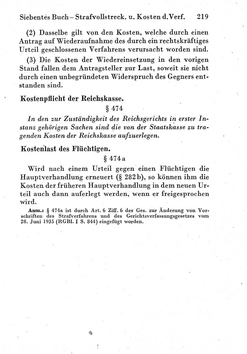 Strafprozeßordnung (StPO), Gerichtsverfassungsgesetz (GVG) und zahlreiche Nebengesetze der Deutschen Demokratischen Republik (DDR) 1950, Seite 219 (StPO GVG Ges. DDR 1950, S. 219)