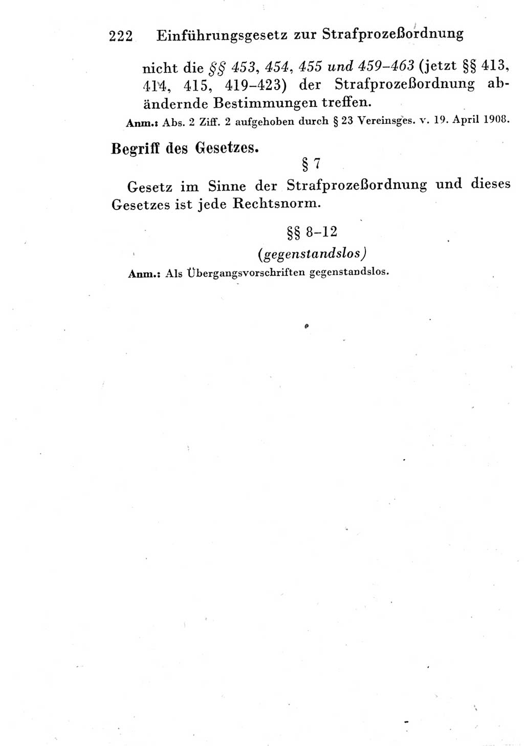 Strafprozeßordnung (StPO), Gerichtsverfassungsgesetz (GVG) und zahlreiche Nebengesetze der Deutschen Demokratischen Republik (DDR) 1950, Seite 222 (StPO GVG Ges. DDR 1950, S. 222)