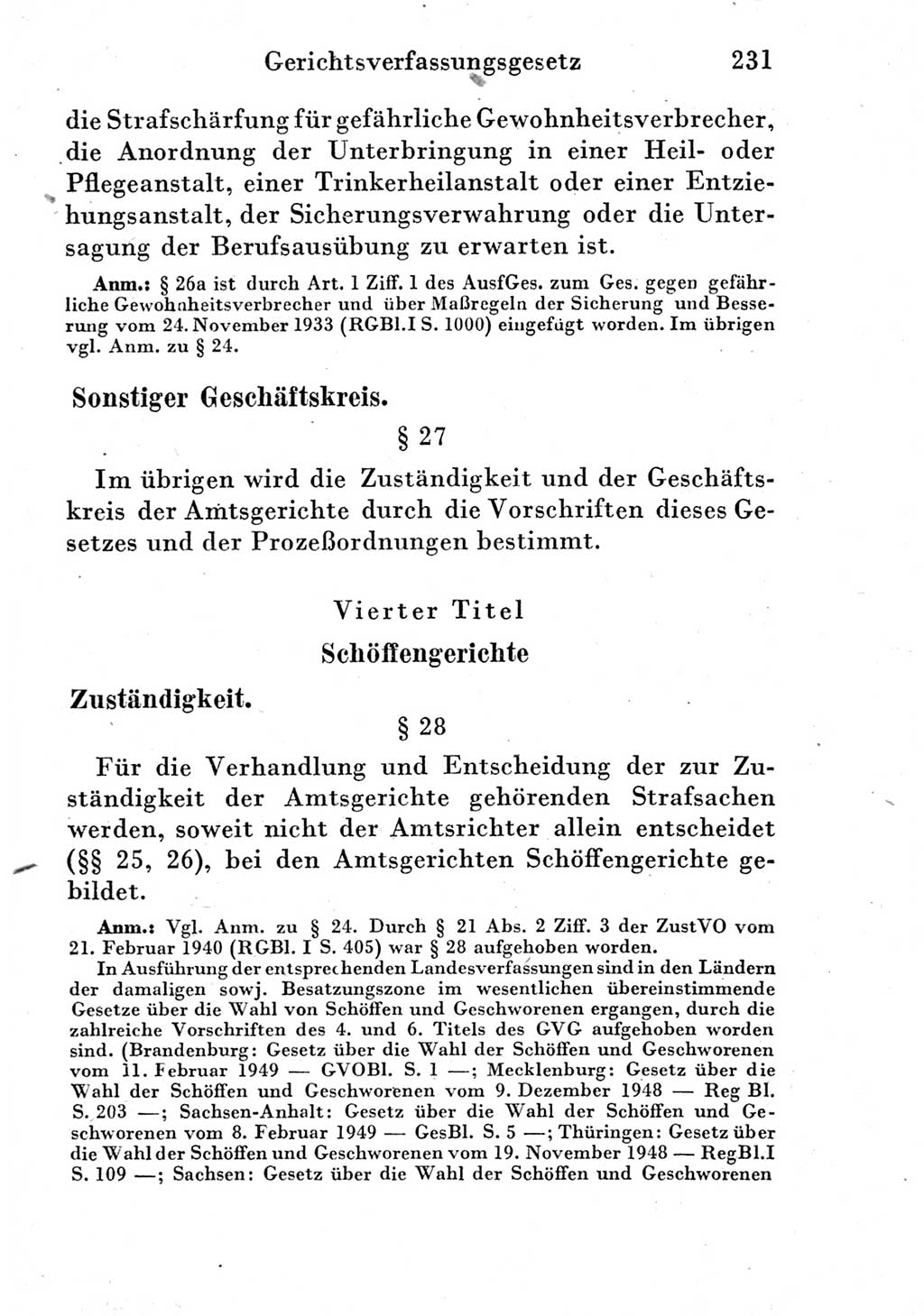 Strafprozeßordnung (StPO), Gerichtsverfassungsgesetz (GVG) und zahlreiche Nebengesetze der Deutschen Demokratischen Republik (DDR) 1950, Seite 231 (StPO GVG Ges. DDR 1950, S. 231)