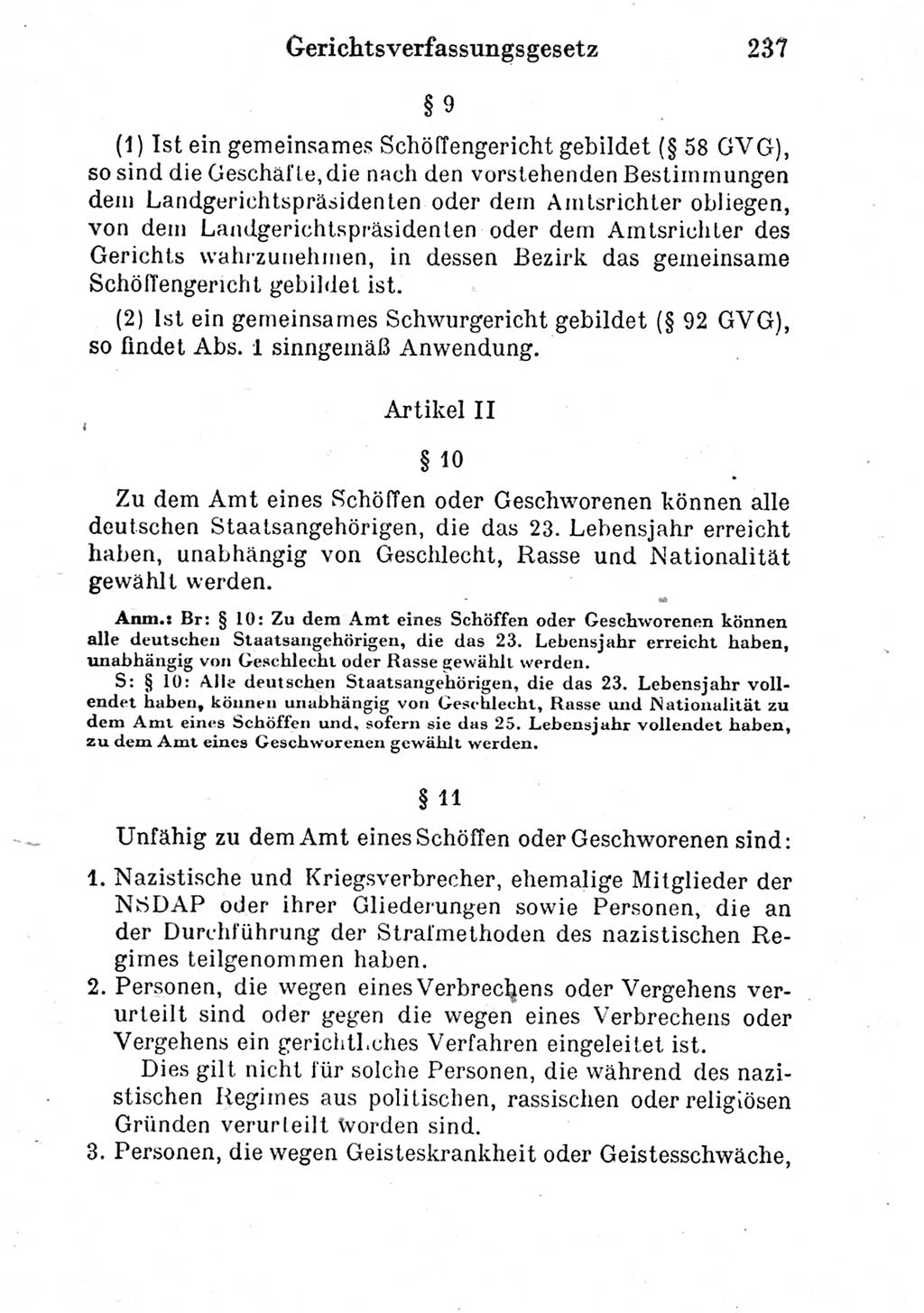 Strafprozeßordnung (StPO), Gerichtsverfassungsgesetz (GVG) und zahlreiche Nebengesetze der Deutschen Demokratischen Republik (DDR) 1950, Seite 237 (StPO GVG Ges. DDR 1950, S. 237)