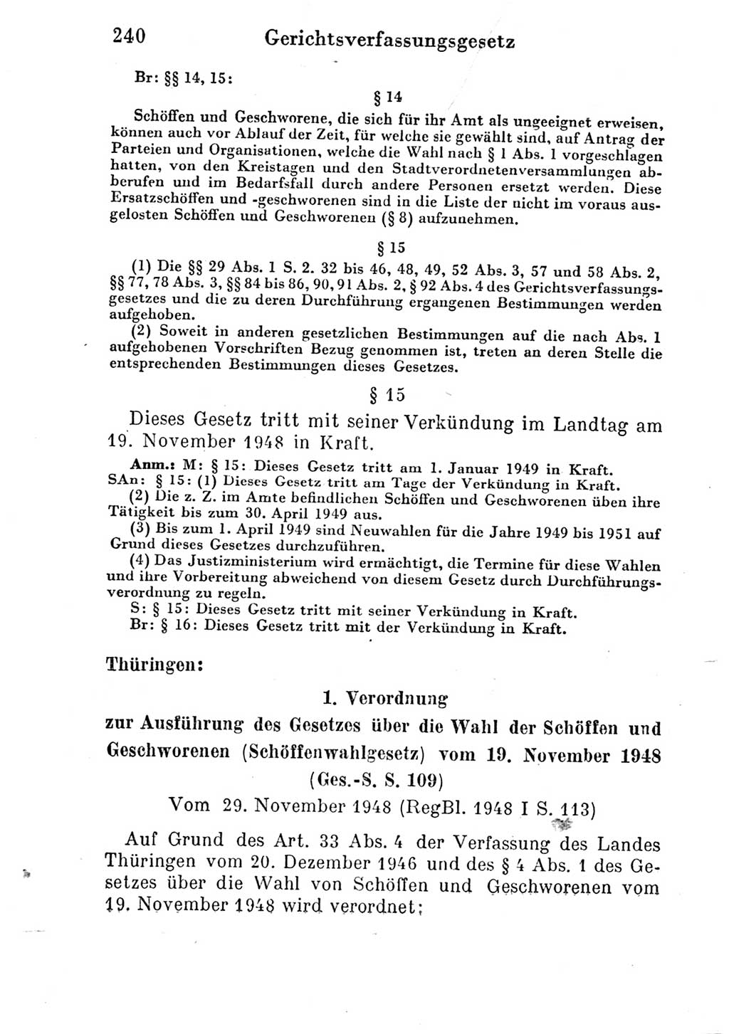 Strafprozeßordnung (StPO), Gerichtsverfassungsgesetz (GVG) und zahlreiche Nebengesetze der Deutschen Demokratischen Republik (DDR) 1950, Seite 240 (StPO GVG Ges. DDR 1950, S. 240)