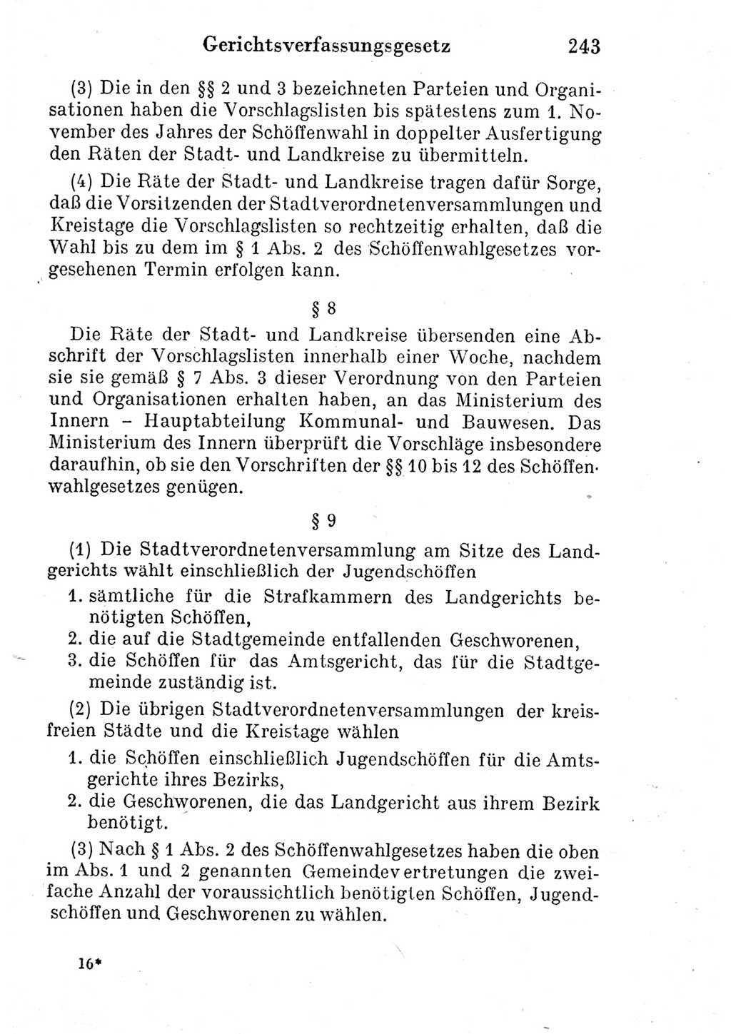 Strafprozeßordnung (StPO), Gerichtsverfassungsgesetz (GVG) und zahlreiche Nebengesetze der Deutschen Demokratischen Republik (DDR) 1950, Seite 243 (StPO GVG Ges. DDR 1950, S. 243)
