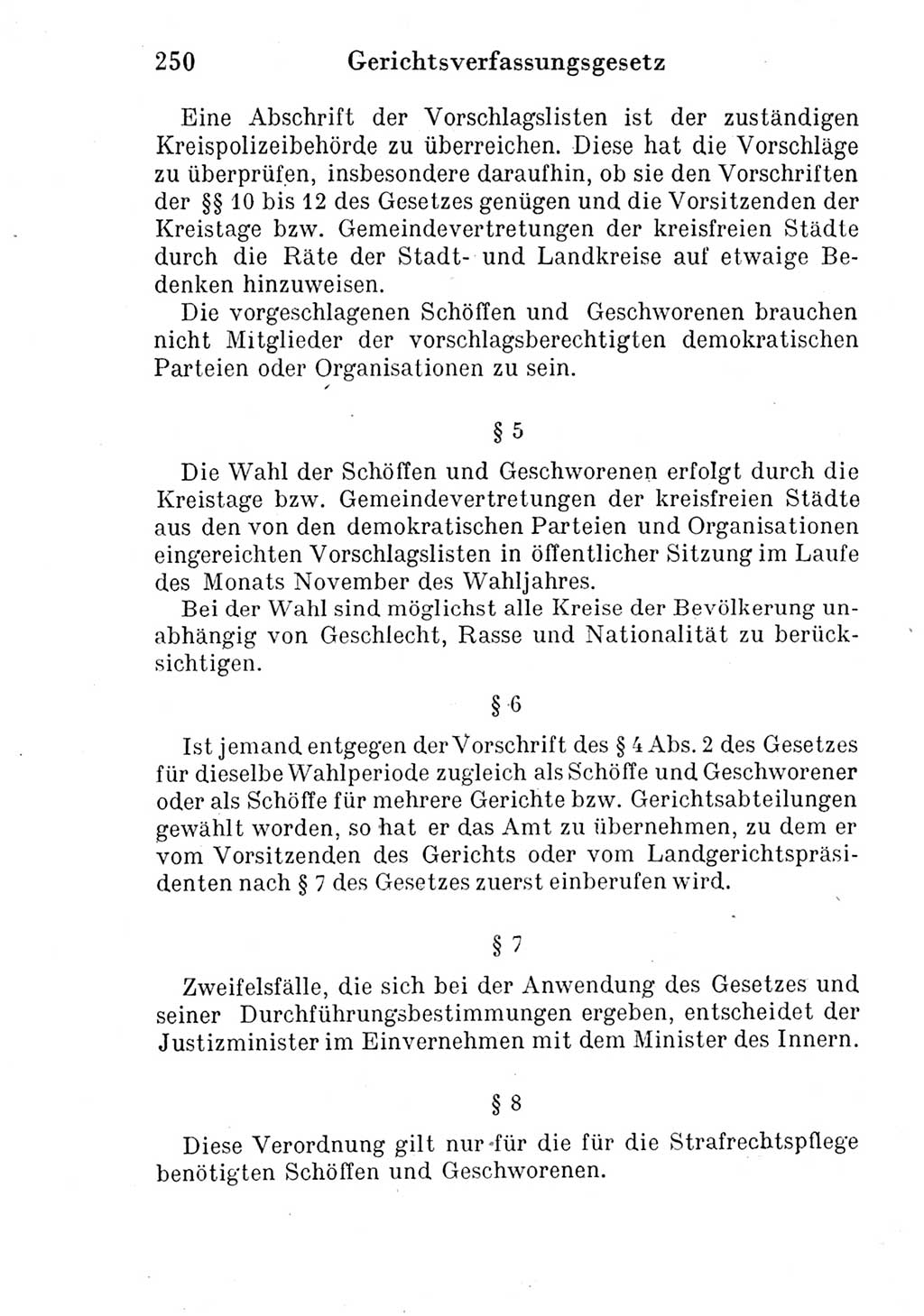 Strafprozeßordnung (StPO), Gerichtsverfassungsgesetz (GVG) und zahlreiche Nebengesetze der Deutschen Demokratischen Republik (DDR) 1950, Seite 250 (StPO GVG Ges. DDR 1950, S. 250)