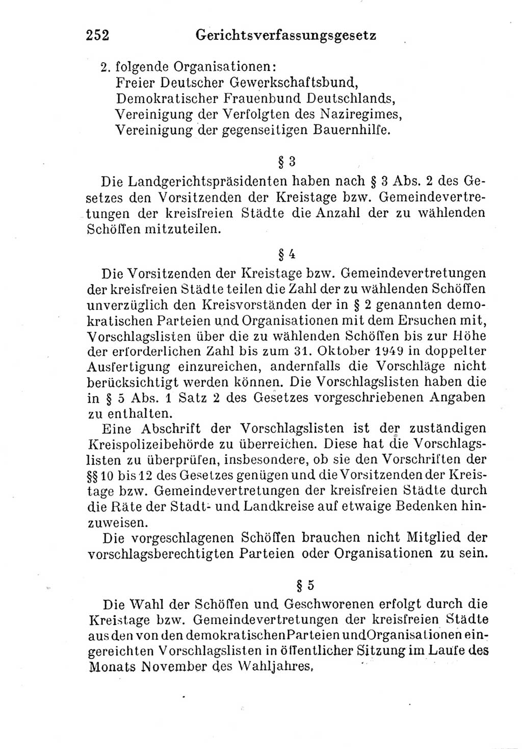 Strafprozeßordnung (StPO), Gerichtsverfassungsgesetz (GVG) und zahlreiche Nebengesetze der Deutschen Demokratischen Republik (DDR) 1950, Seite 252 (StPO GVG Ges. DDR 1950, S. 252)