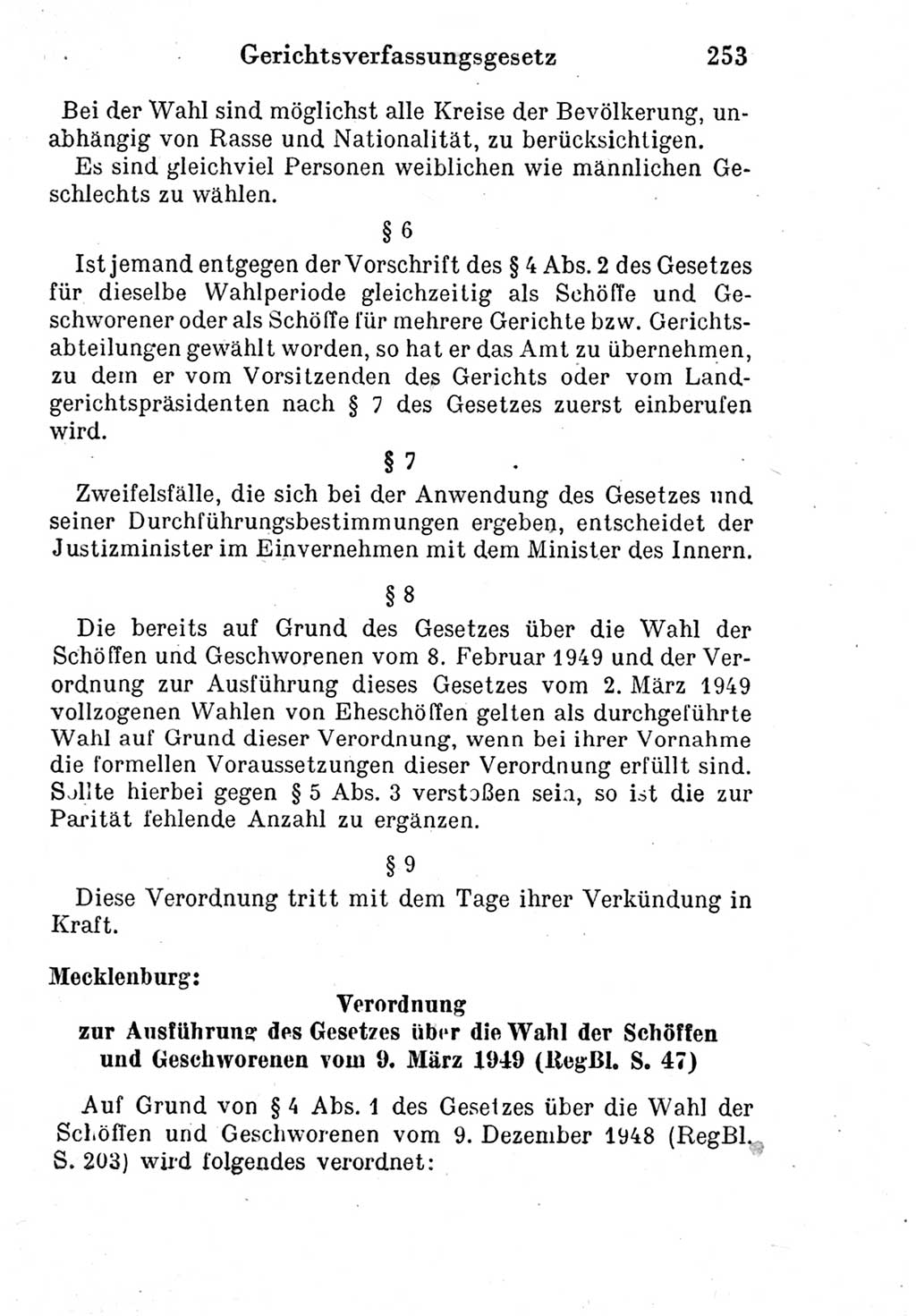 Strafprozeßordnung (StPO), Gerichtsverfassungsgesetz (GVG) und zahlreiche Nebengesetze der Deutschen Demokratischen Republik (DDR) 1950, Seite 253 (StPO GVG Ges. DDR 1950, S. 253)