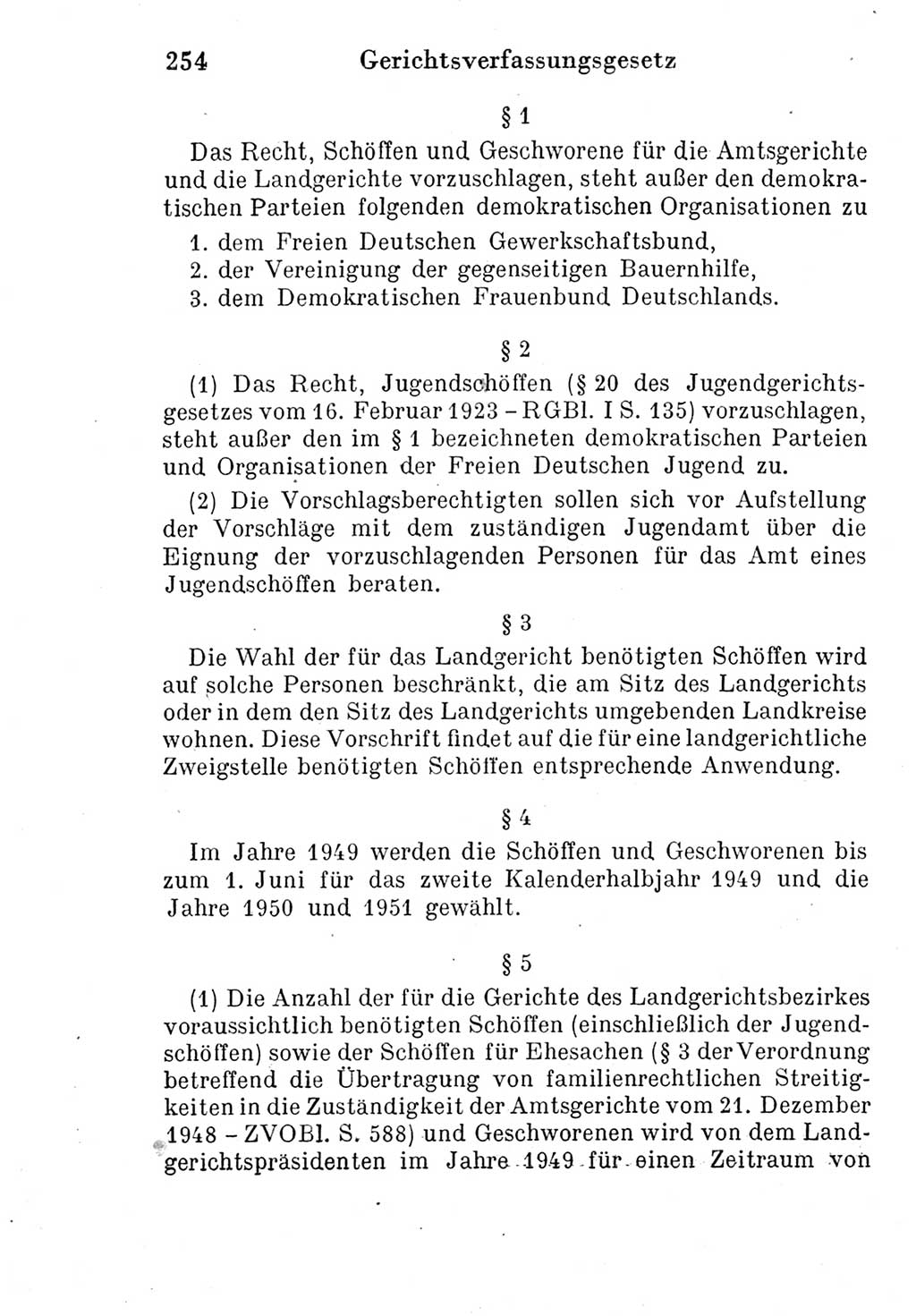 Strafprozeßordnung (StPO), Gerichtsverfassungsgesetz (GVG) und zahlreiche Nebengesetze der Deutschen Demokratischen Republik (DDR) 1950, Seite 254 (StPO GVG Ges. DDR 1950, S. 254)