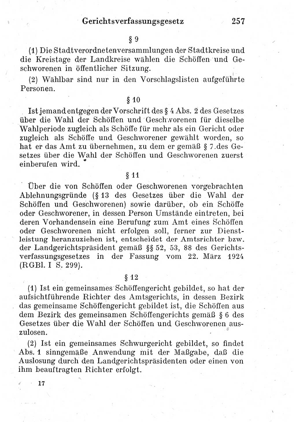 Strafprozeßordnung (StPO), Gerichtsverfassungsgesetz (GVG) und zahlreiche Nebengesetze der Deutschen Demokratischen Republik (DDR) 1950, Seite 257 (StPO GVG Ges. DDR 1950, S. 257)