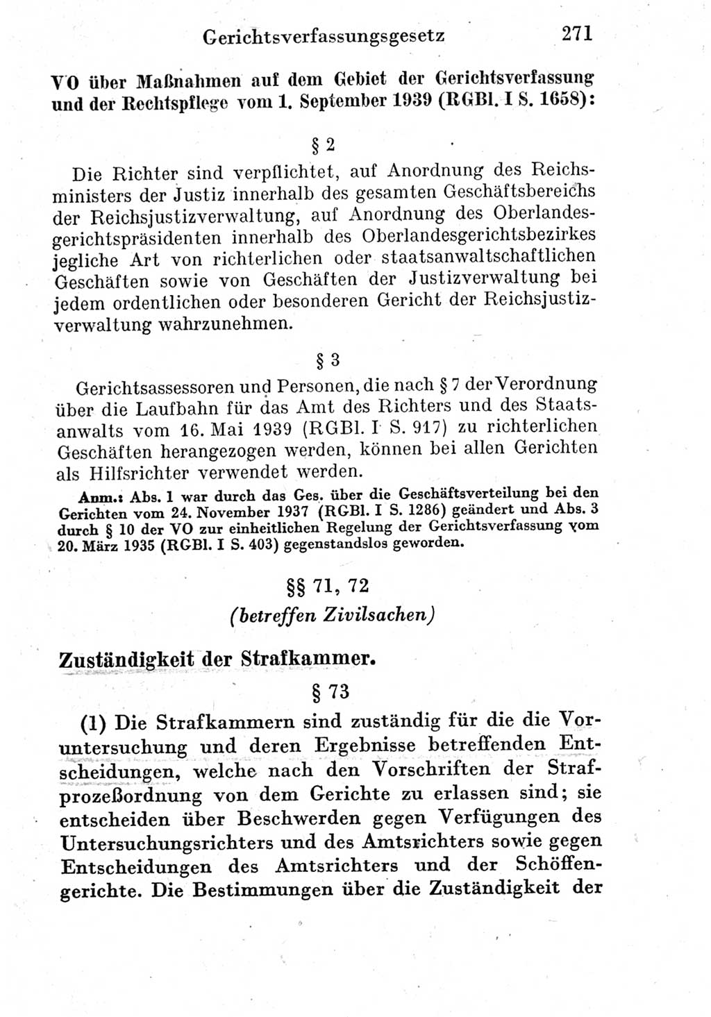 Strafprozeßordnung (StPO), Gerichtsverfassungsgesetz (GVG) und zahlreiche Nebengesetze der Deutschen Demokratischen Republik (DDR) 1950, Seite 271 (StPO GVG Ges. DDR 1950, S. 271)