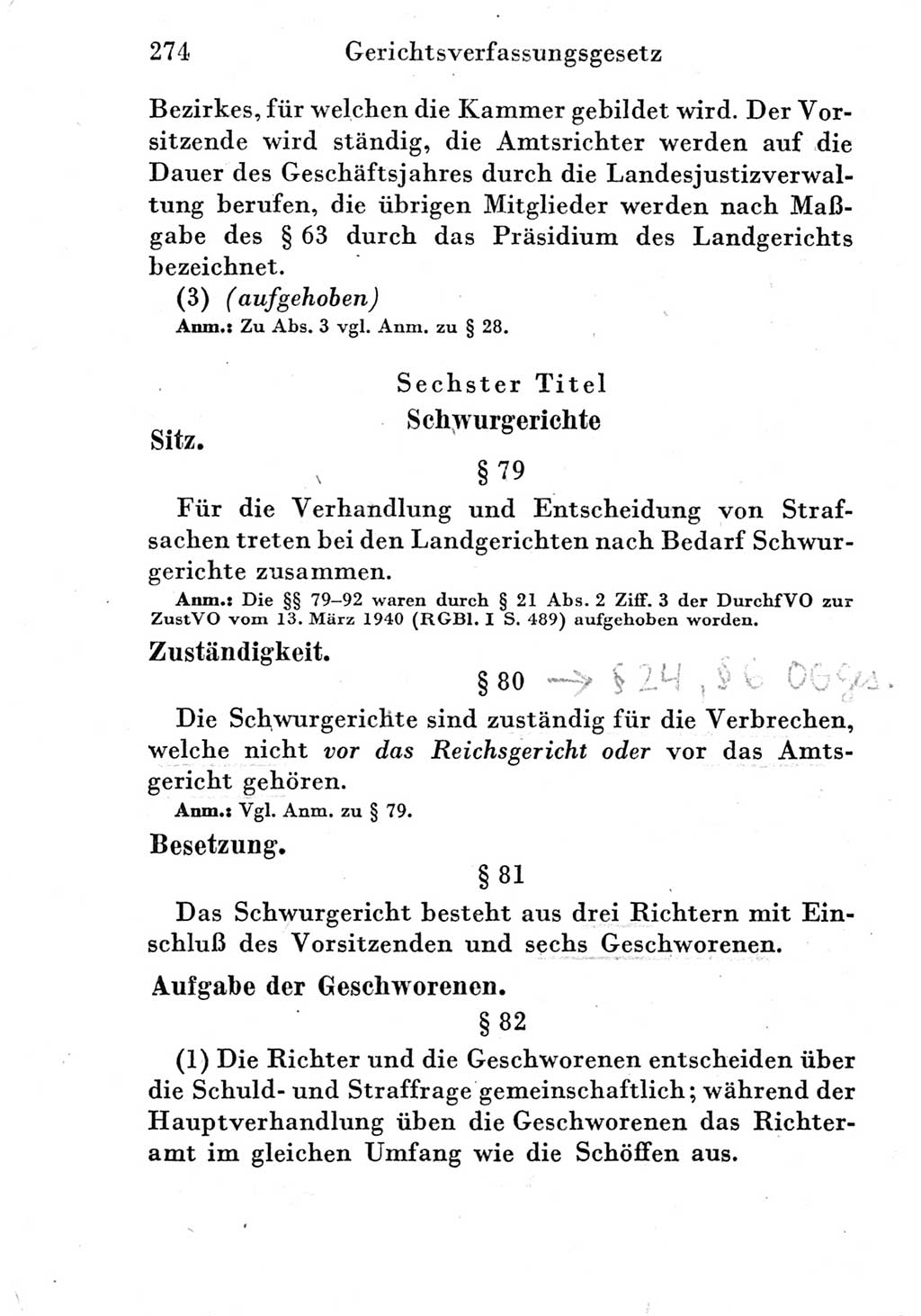 Strafprozeßordnung (StPO), Gerichtsverfassungsgesetz (GVG) und zahlreiche Nebengesetze der Deutschen Demokratischen Republik (DDR) 1950, Seite 274 (StPO GVG Ges. DDR 1950, S. 274)