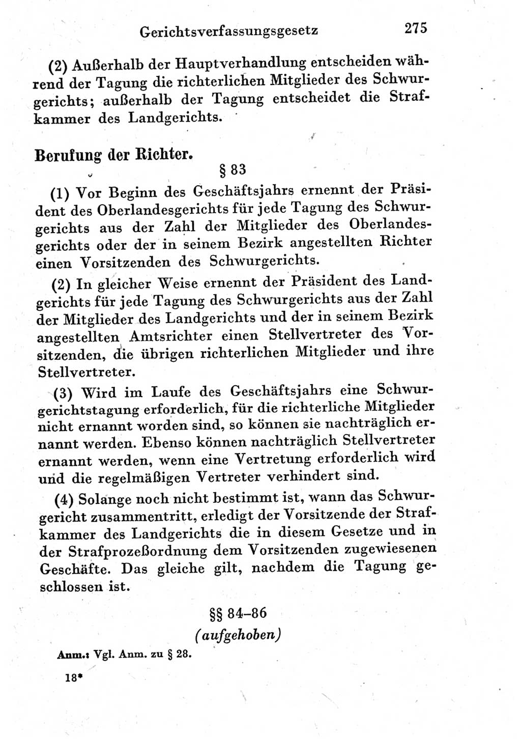 Strafprozeßordnung (StPO), Gerichtsverfassungsgesetz (GVG) und zahlreiche Nebengesetze der Deutschen Demokratischen Republik (DDR) 1950, Seite 275 (StPO GVG Ges. DDR 1950, S. 275)