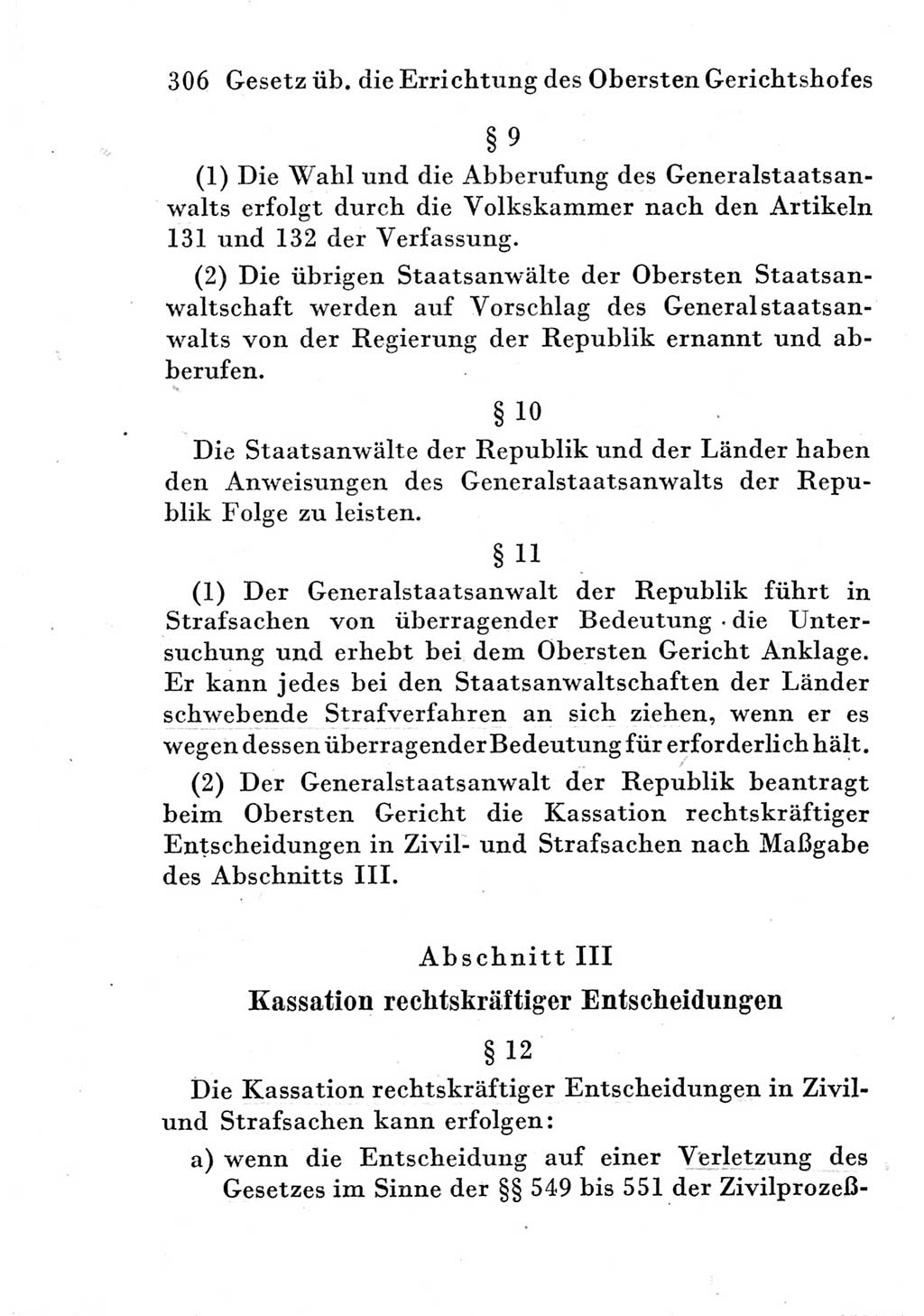 Strafprozeßordnung (StPO), Gerichtsverfassungsgesetz (GVG) und zahlreiche Nebengesetze der Deutschen Demokratischen Republik (DDR) 1950, Seite 306 (StPO GVG Ges. DDR 1950, S. 306)