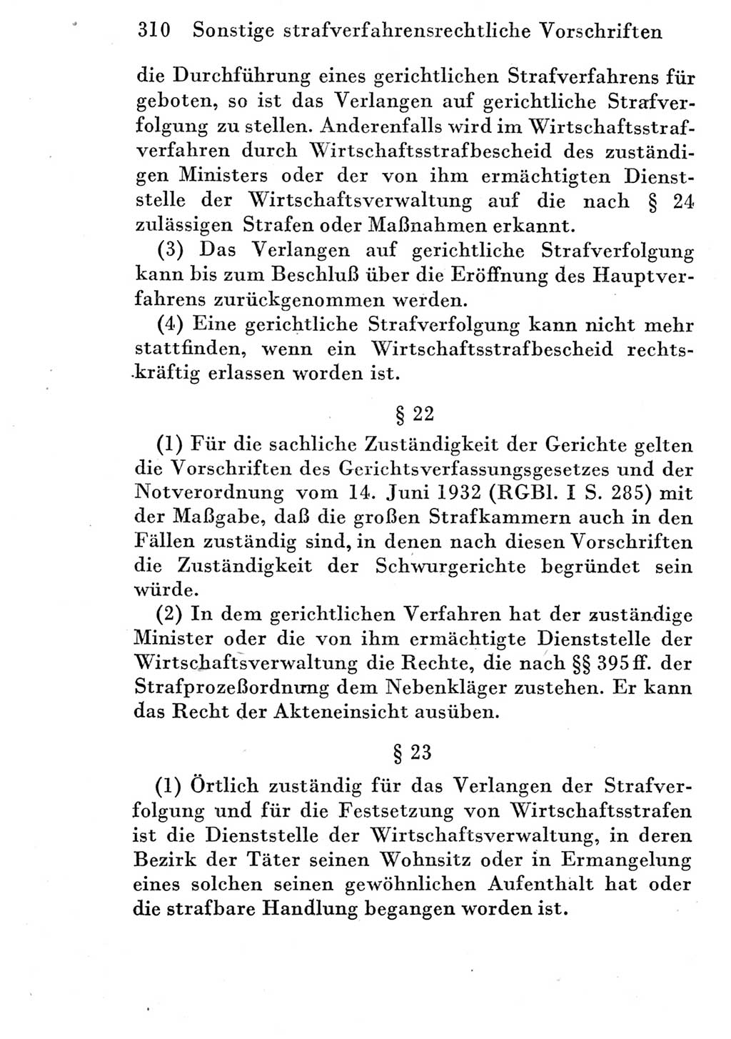 Strafprozeßordnung (StPO), Gerichtsverfassungsgesetz (GVG) und zahlreiche Nebengesetze der Deutschen Demokratischen Republik (DDR) 1950, Seite 310 (StPO GVG Ges. DDR 1950, S. 310)