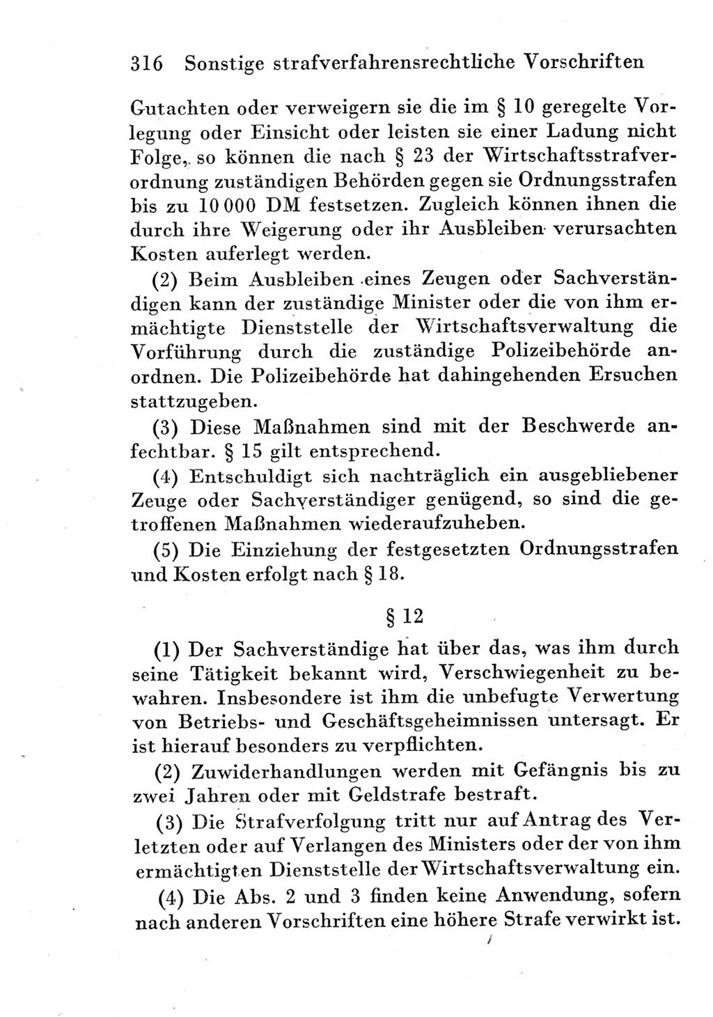 Strafprozeßordnung (StPO), Gerichtsverfassungsgesetz (GVG) und zahlreiche Nebengesetze der Deutschen Demokratischen Republik (DDR) 1950, Seite 316 (StPO GVG Ges. DDR 1950, S. 316)