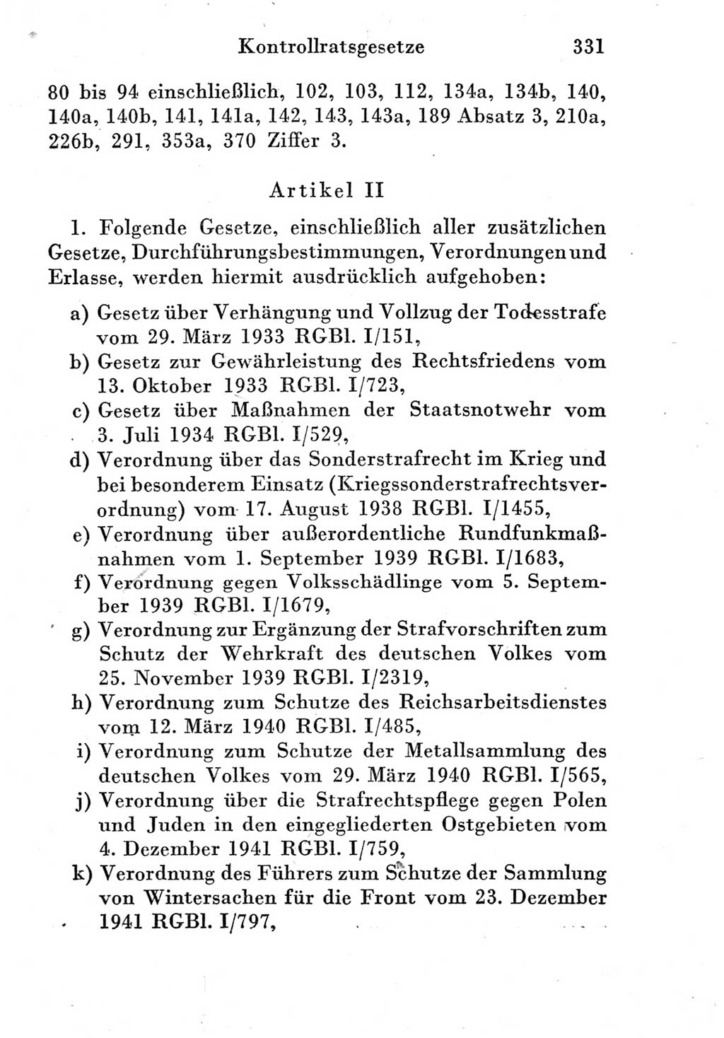 Strafprozeßordnung (StPO), Gerichtsverfassungsgesetz (GVG) und zahlreiche Nebengesetze der Deutschen Demokratischen Republik (DDR) 1950, Seite 331 (StPO GVG Ges. DDR 1950, S. 331)