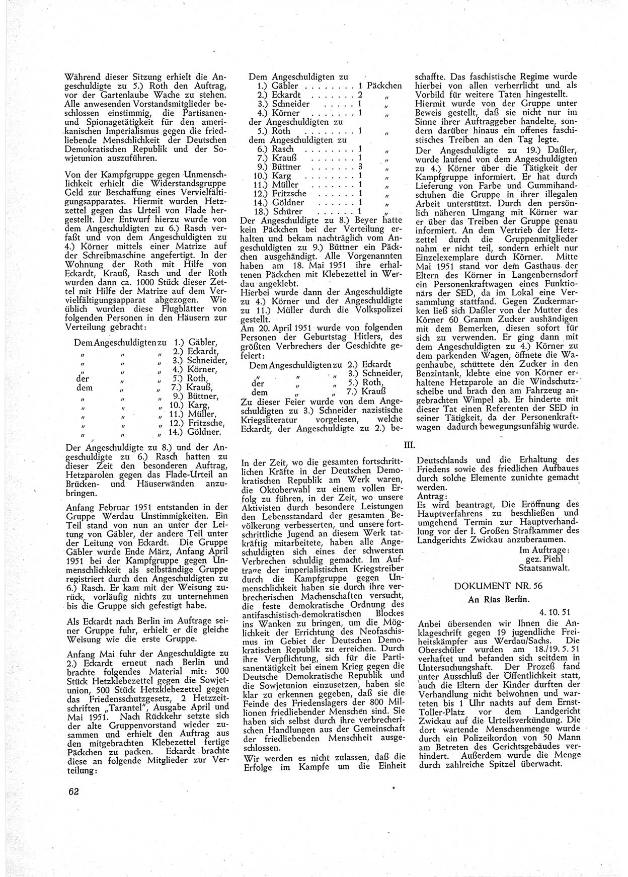 Unrecht als System, Dokumente über planmäßige Rechtsverletzungen im sowjetischen Besatzungsgebiet, zusammengestellt vom Untersuchungsausschuß Freiheitlicher Juristen (UFJ), Teil (Ⅰ) 1950-1952, herausgegeben vom Bundesministerium für gesamtdeutsche Fragen, Bonn 1952, Seite 62 (Unr. Syst. 1950-1952, S. 62)