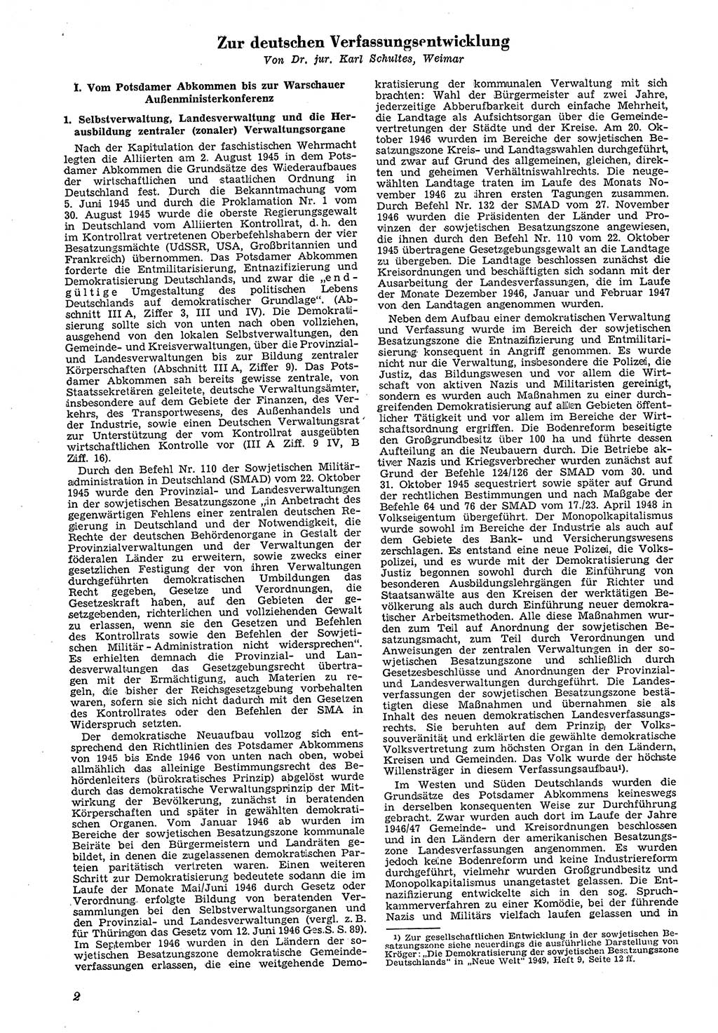 Neue Justiz (NJ), Zeitschrift für Recht und Rechtswissenschaft [Deutsche Demokratische Republik (DDR)], 4. Jahrgang 1950, Seite 2 (NJ DDR 1950, S. 2)