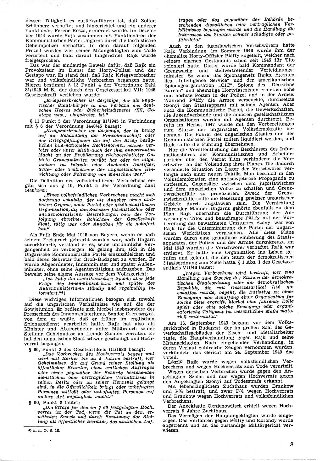 Neue Justiz (NJ), Zeitschrift für Recht und Rechtswissenschaft [Deutsche Demokratische Republik (DDR)], 4. Jahrgang 1950, Seite 9 (NJ DDR 1950, S. 9)