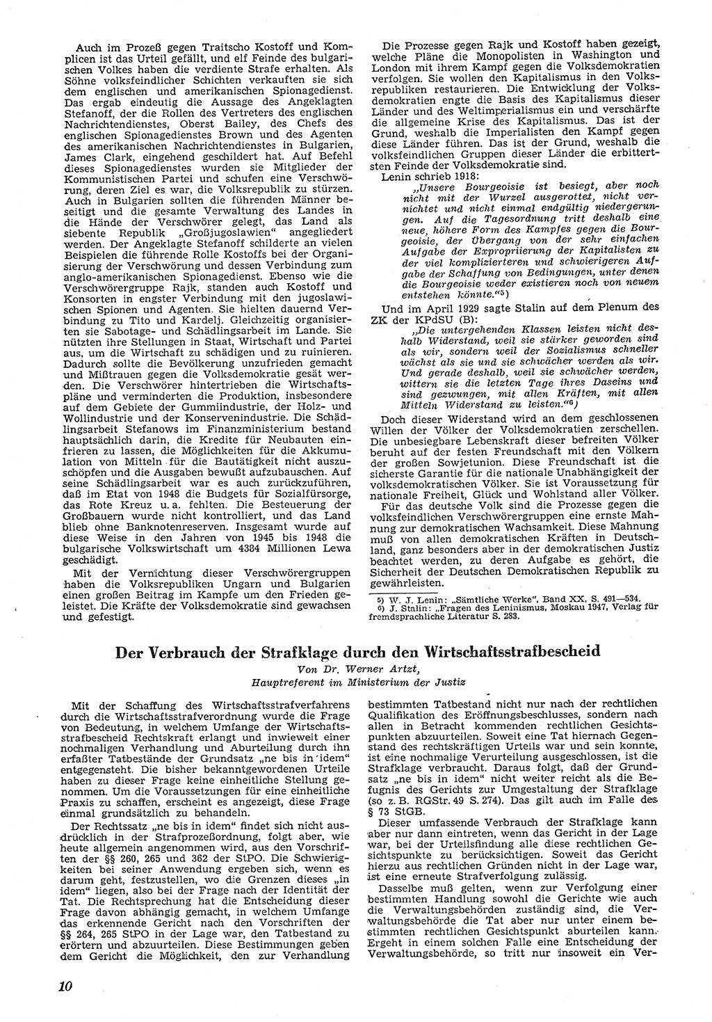 Neue Justiz (NJ), Zeitschrift für Recht und Rechtswissenschaft [Deutsche Demokratische Republik (DDR)], 4. Jahrgang 1950, Seite 10 (NJ DDR 1950, S. 10)