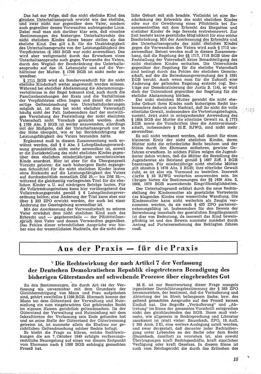 Neue Justiz (NJ), Zeitschrift für Recht und Rechtswissenschaft [Deutsche Demokratische Republik (DDR)], 4. Jahrgang 1950, Seite 15 (NJ DDR 1950, S. 15)