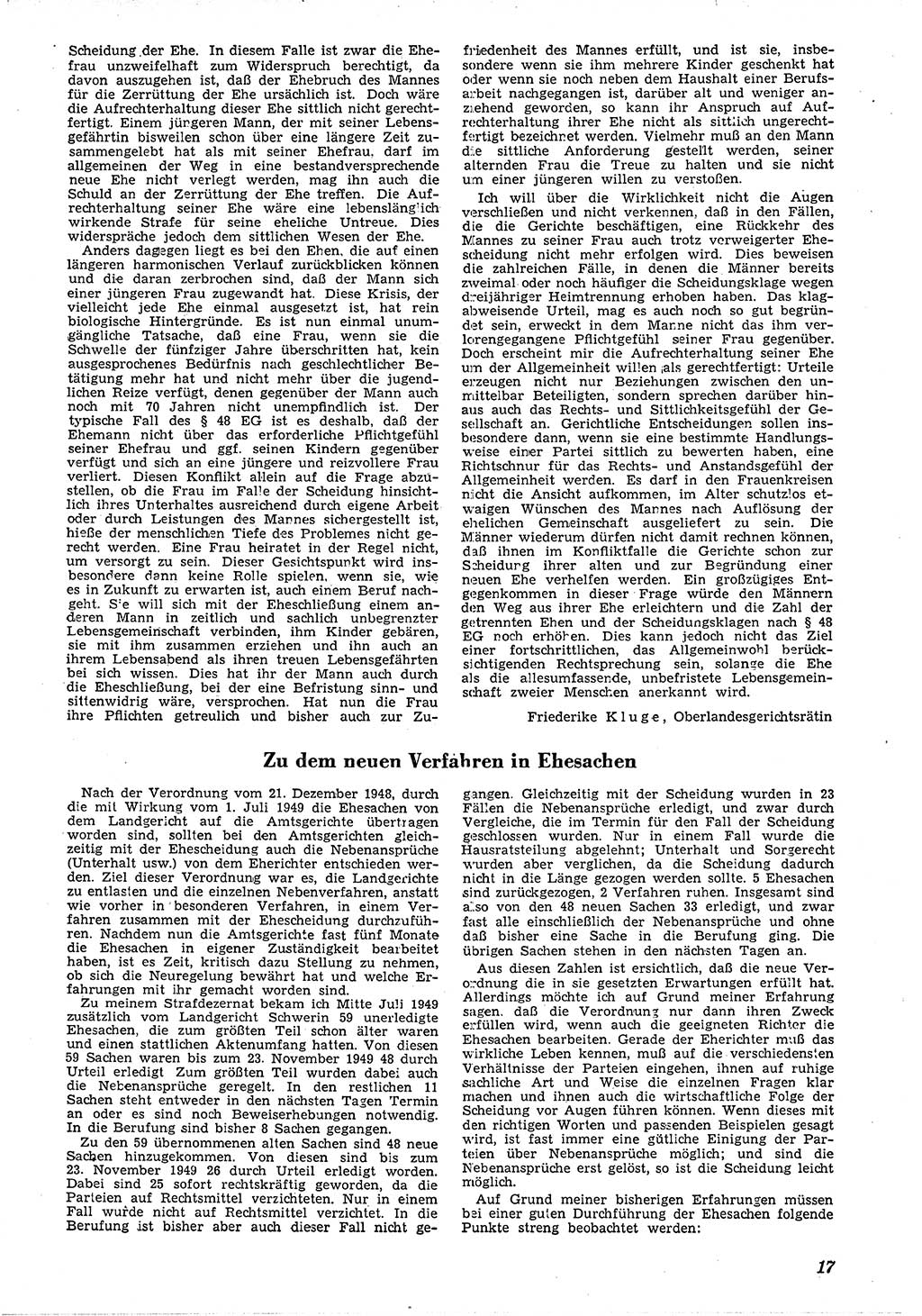 Neue Justiz (NJ), Zeitschrift für Recht und Rechtswissenschaft [Deutsche Demokratische Republik (DDR)], 4. Jahrgang 1950, Seite 17 (NJ DDR 1950, S. 17)