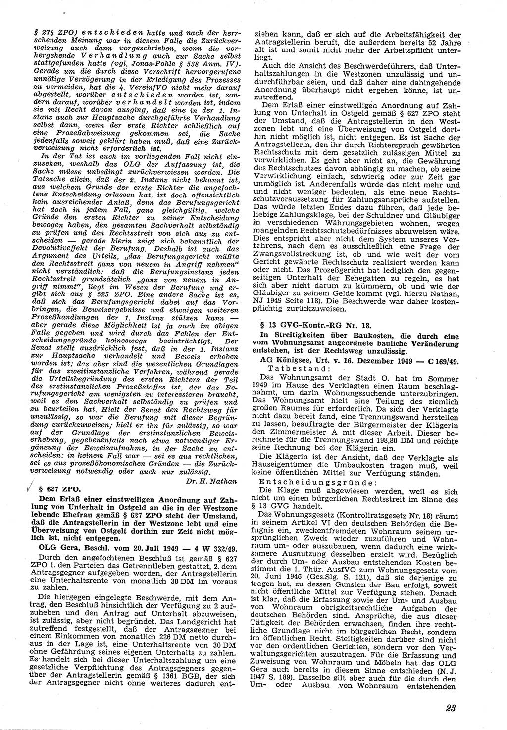 Neue Justiz (NJ), Zeitschrift für Recht und Rechtswissenschaft [Deutsche Demokratische Republik (DDR)], 4. Jahrgang 1950, Seite 23 (NJ DDR 1950, S. 23)