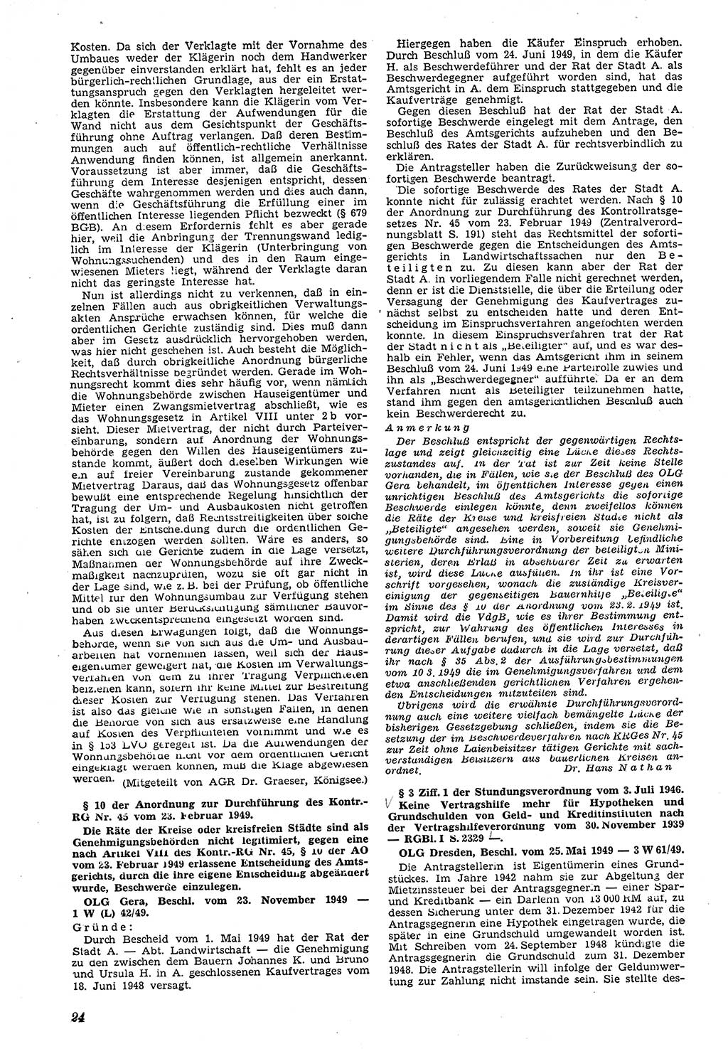 Neue Justiz (NJ), Zeitschrift für Recht und Rechtswissenschaft [Deutsche Demokratische Republik (DDR)], 4. Jahrgang 1950, Seite 24 (NJ DDR 1950, S. 24)