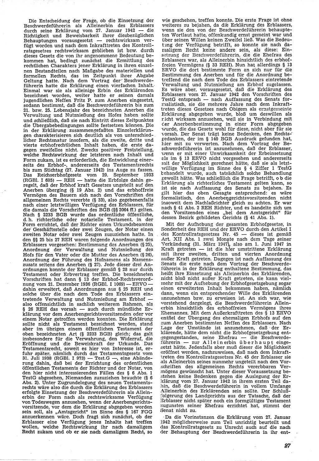 Neue Justiz (NJ), Zeitschrift für Recht und Rechtswissenschaft [Deutsche Demokratische Republik (DDR)], 4. Jahrgang 1950, Seite 27 (NJ DDR 1950, S. 27)