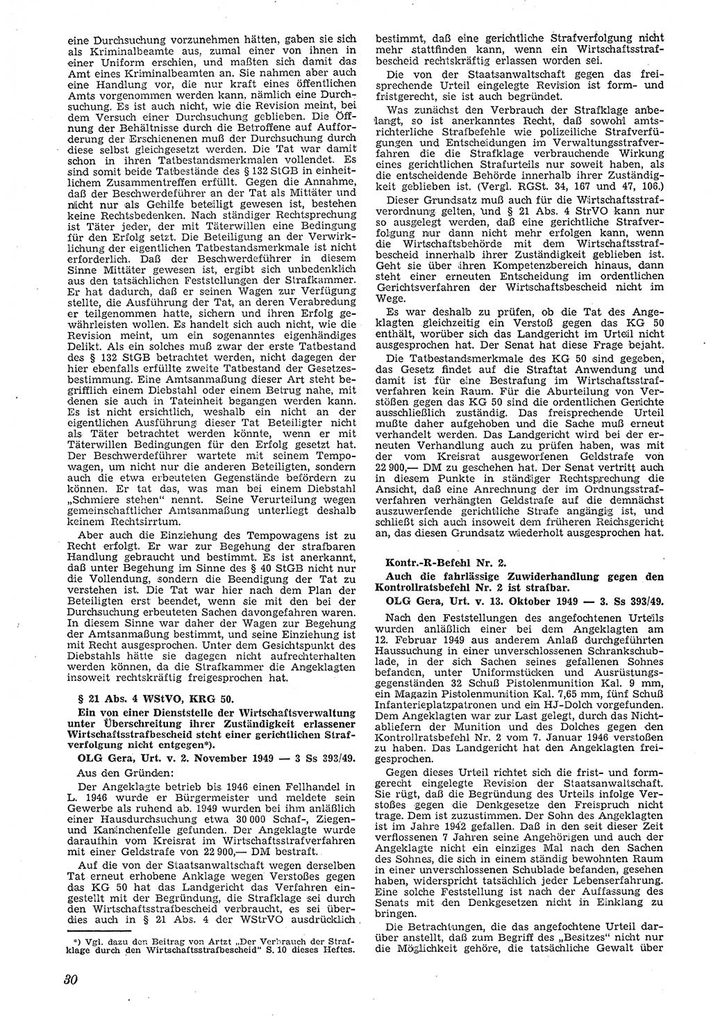 Neue Justiz (NJ), Zeitschrift für Recht und Rechtswissenschaft [Deutsche Demokratische Republik (DDR)], 4. Jahrgang 1950, Seite 30 (NJ DDR 1950, S. 30)