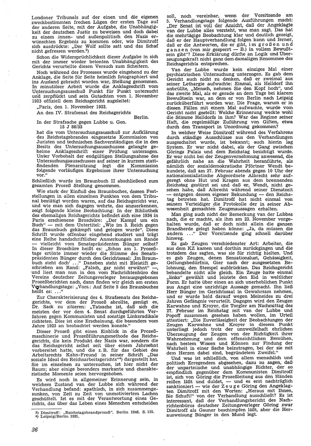 Neue Justiz (NJ), Zeitschrift für Recht und Rechtswissenschaft [Deutsche Demokratische Republik (DDR)], 4. Jahrgang 1950, Seite 36 (NJ DDR 1950, S. 36)