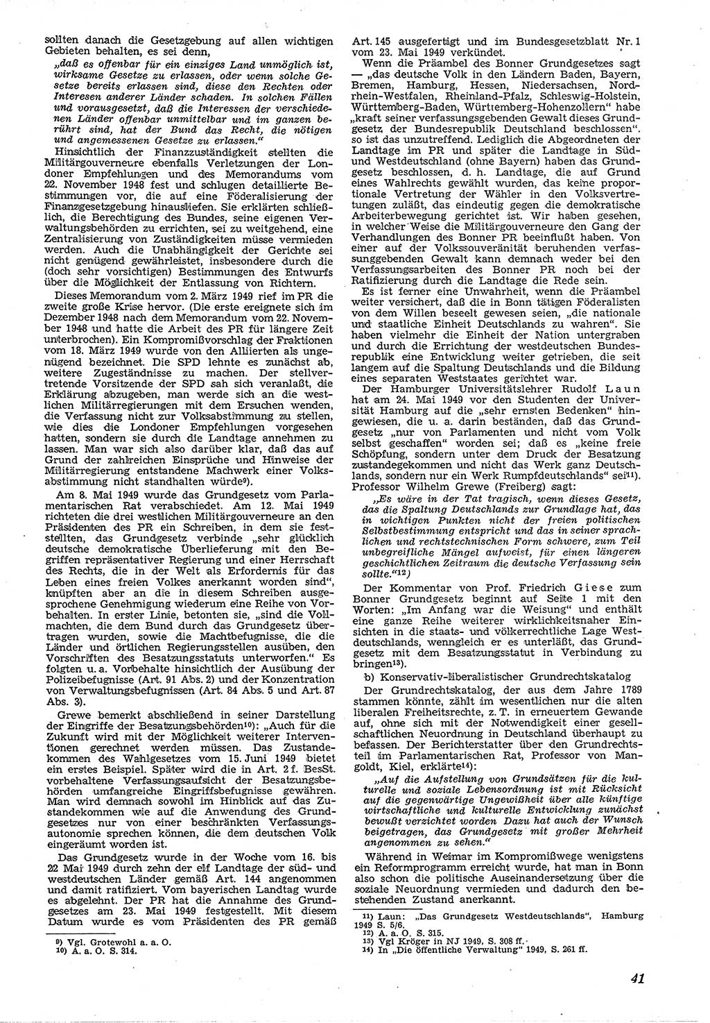 Neue Justiz (NJ), Zeitschrift für Recht und Rechtswissenschaft [Deutsche Demokratische Republik (DDR)], 4. Jahrgang 1950, Seite 41 (NJ DDR 1950, S. 41)