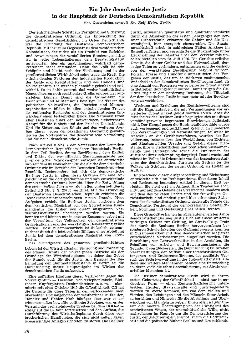 Neue Justiz (NJ), Zeitschrift für Recht und Rechtswissenschaft [Deutsche Demokratische Republik (DDR)], 4. Jahrgang 1950, Seite 48 (NJ DDR 1950, S. 48)