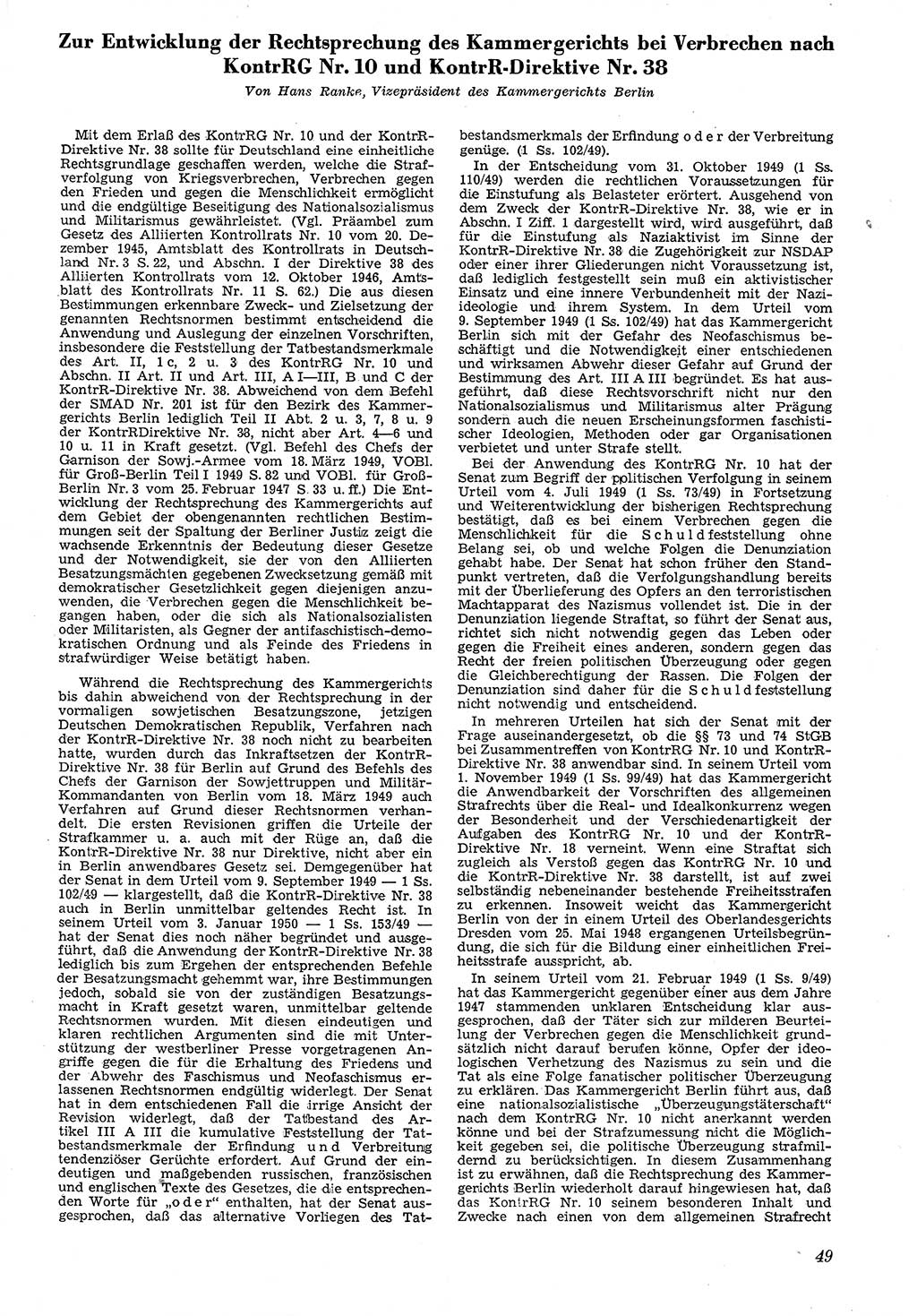 Neue Justiz (NJ), Zeitschrift für Recht und Rechtswissenschaft [Deutsche Demokratische Republik (DDR)], 4. Jahrgang 1950, Seite 49 (NJ DDR 1950, S. 49)