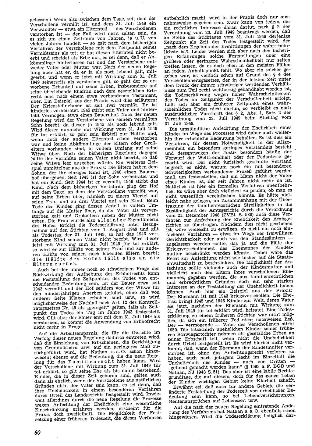 Neue Justiz (NJ), Zeitschrift für Recht und Rechtswissenschaft [Deutsche Demokratische Republik (DDR)], 4. Jahrgang 1950, Seite 60 (NJ DDR 1950, S. 60)