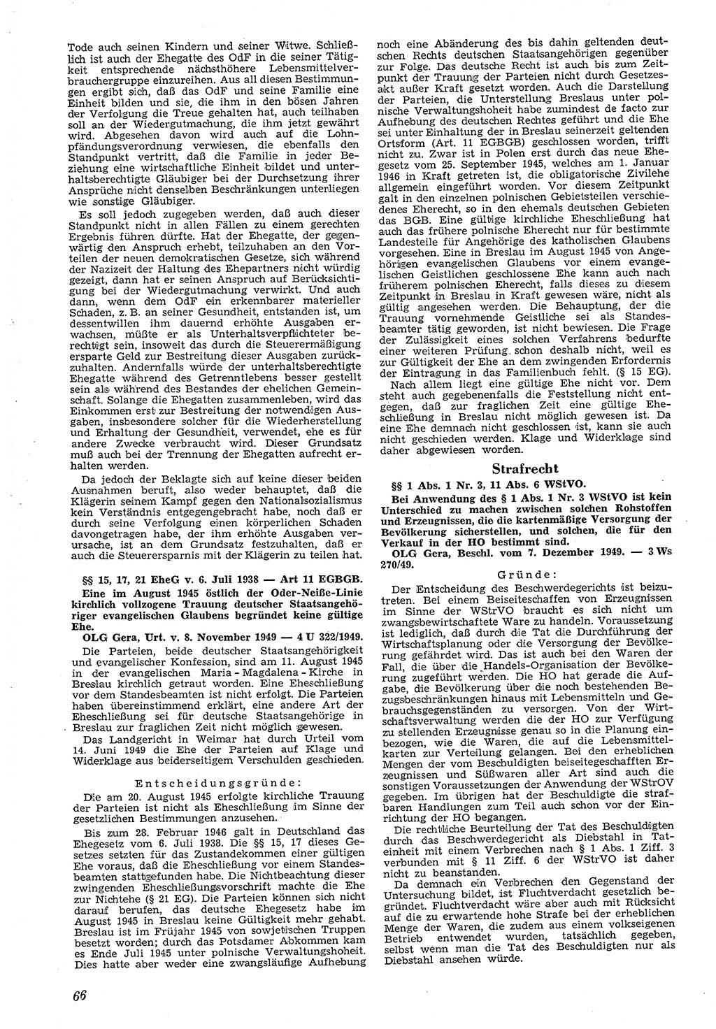Neue Justiz (NJ), Zeitschrift für Recht und Rechtswissenschaft [Deutsche Demokratische Republik (DDR)], 4. Jahrgang 1950, Seite 66 (NJ DDR 1950, S. 66)