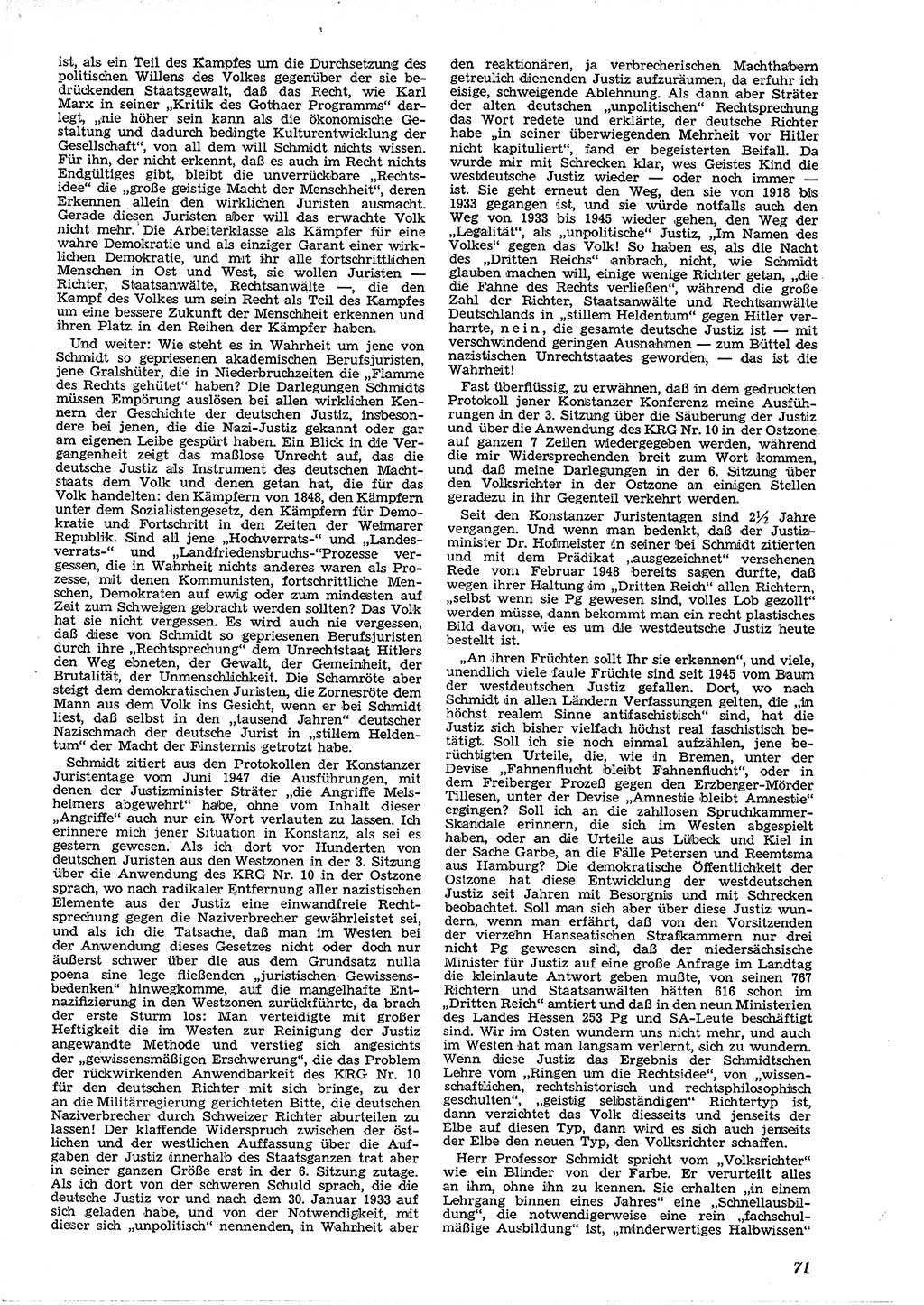 Neue Justiz (NJ), Zeitschrift für Recht und Rechtswissenschaft [Deutsche Demokratische Republik (DDR)], 4. Jahrgang 1950, Seite 71 (NJ DDR 1950, S. 71)