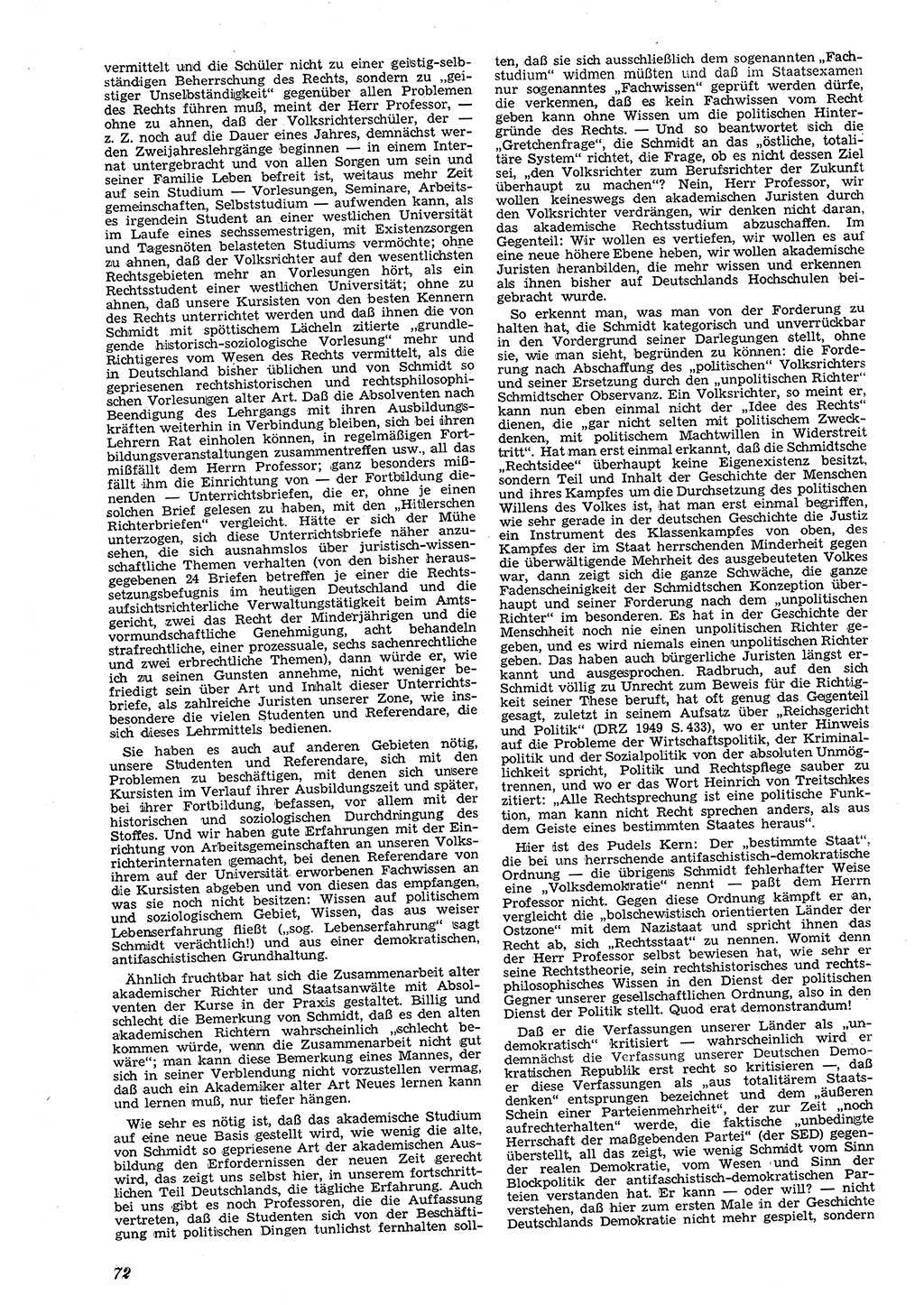 Neue Justiz (NJ), Zeitschrift für Recht und Rechtswissenschaft [Deutsche Demokratische Republik (DDR)], 4. Jahrgang 1950, Seite 72 (NJ DDR 1950, S. 72)