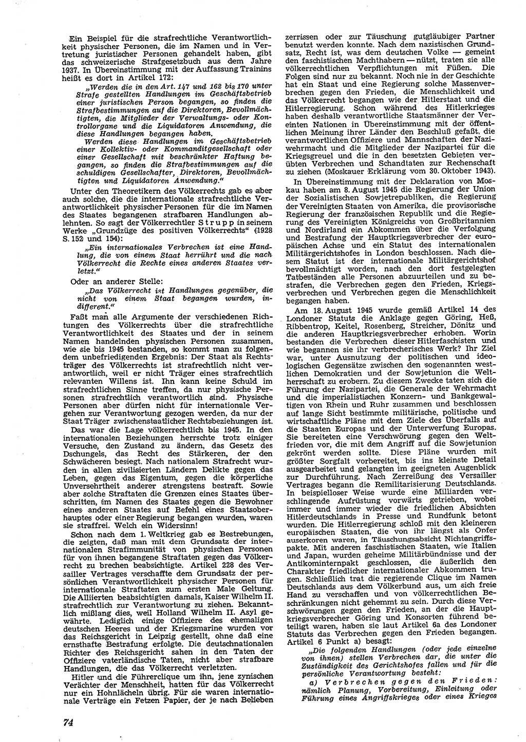 Neue Justiz (NJ), Zeitschrift für Recht und Rechtswissenschaft [Deutsche Demokratische Republik (DDR)], 4. Jahrgang 1950, Seite 74 (NJ DDR 1950, S. 74)