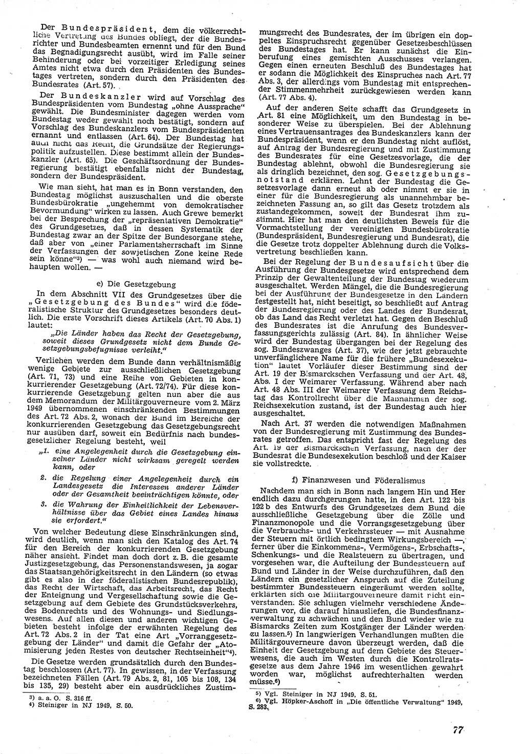 Neue Justiz (NJ), Zeitschrift für Recht und Rechtswissenschaft [Deutsche Demokratische Republik (DDR)], 4. Jahrgang 1950, Seite 77 (NJ DDR 1950, S. 77)