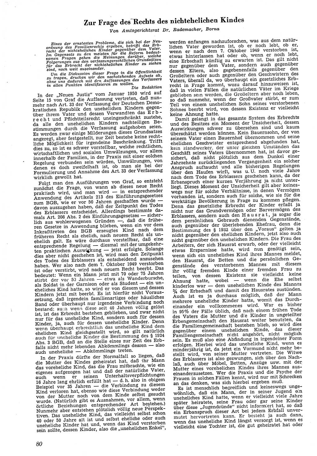 Neue Justiz (NJ), Zeitschrift für Recht und Rechtswissenschaft [Deutsche Demokratische Republik (DDR)], 4. Jahrgang 1950, Seite 80 (NJ DDR 1950, S. 80)