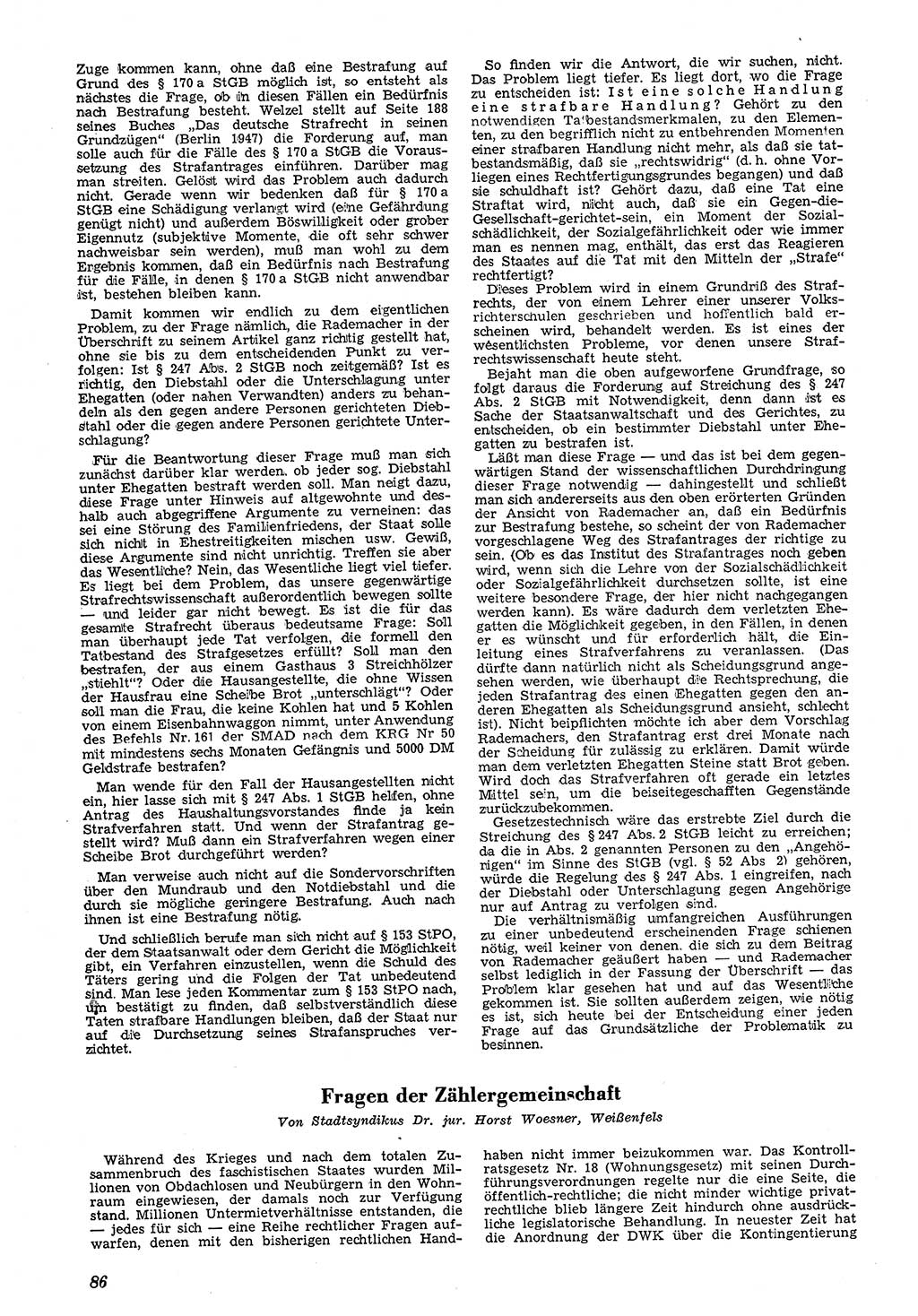 Neue Justiz (NJ), Zeitschrift für Recht und Rechtswissenschaft [Deutsche Demokratische Republik (DDR)], 4. Jahrgang 1950, Seite 86 (NJ DDR 1950, S. 86)