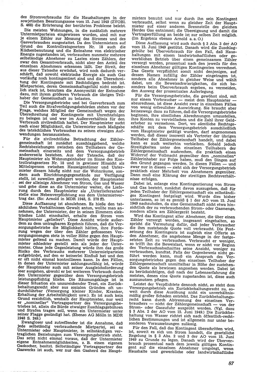 Neue Justiz (NJ), Zeitschrift für Recht und Rechtswissenschaft [Deutsche Demokratische Republik (DDR)], 4. Jahrgang 1950, Seite 87 (NJ DDR 1950, S. 87)