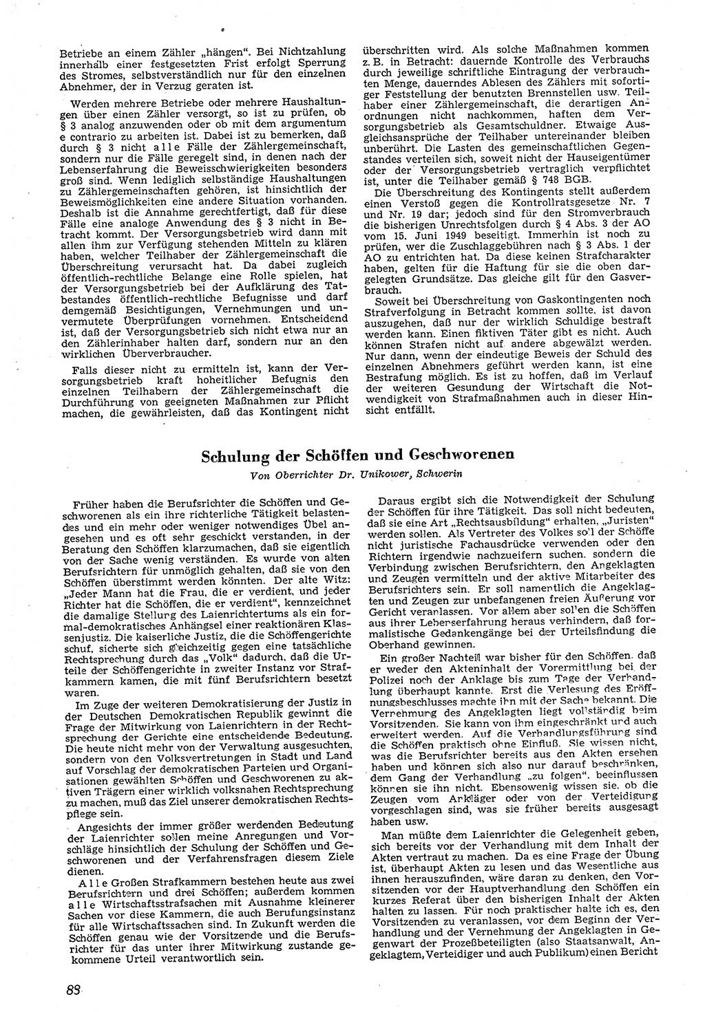 Neue Justiz (NJ), Zeitschrift für Recht und Rechtswissenschaft [Deutsche Demokratische Republik (DDR)], 4. Jahrgang 1950, Seite 88 (NJ DDR 1950, S. 88)